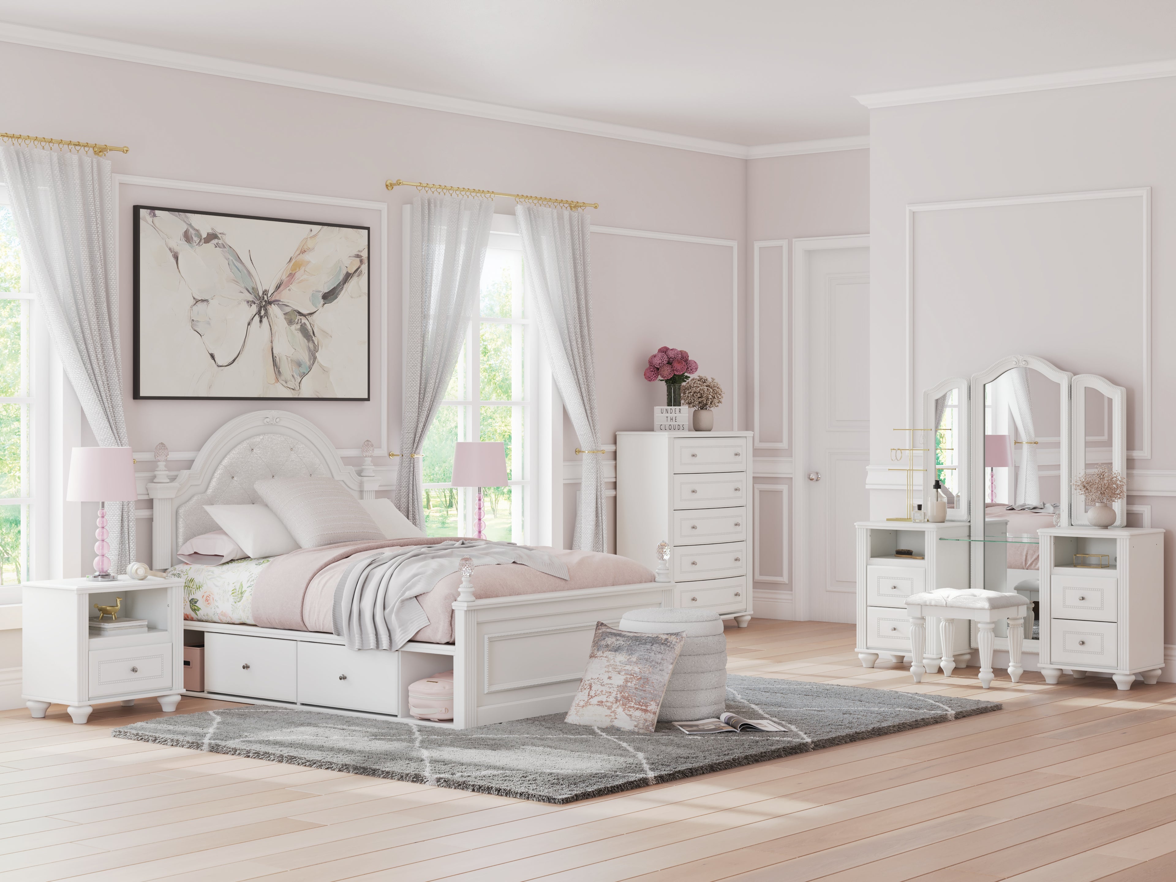 Kozlani White Vanity with Mirror - PCB1819B16