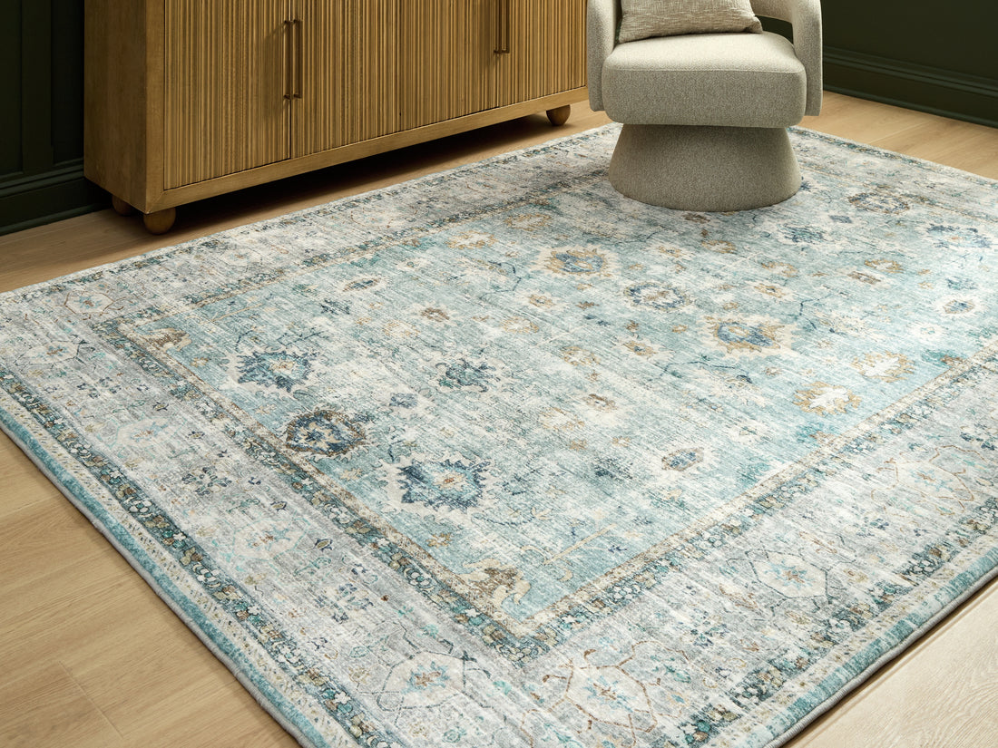 Ladstoney Teal/Beige/Ochre Large Rug - R407501
