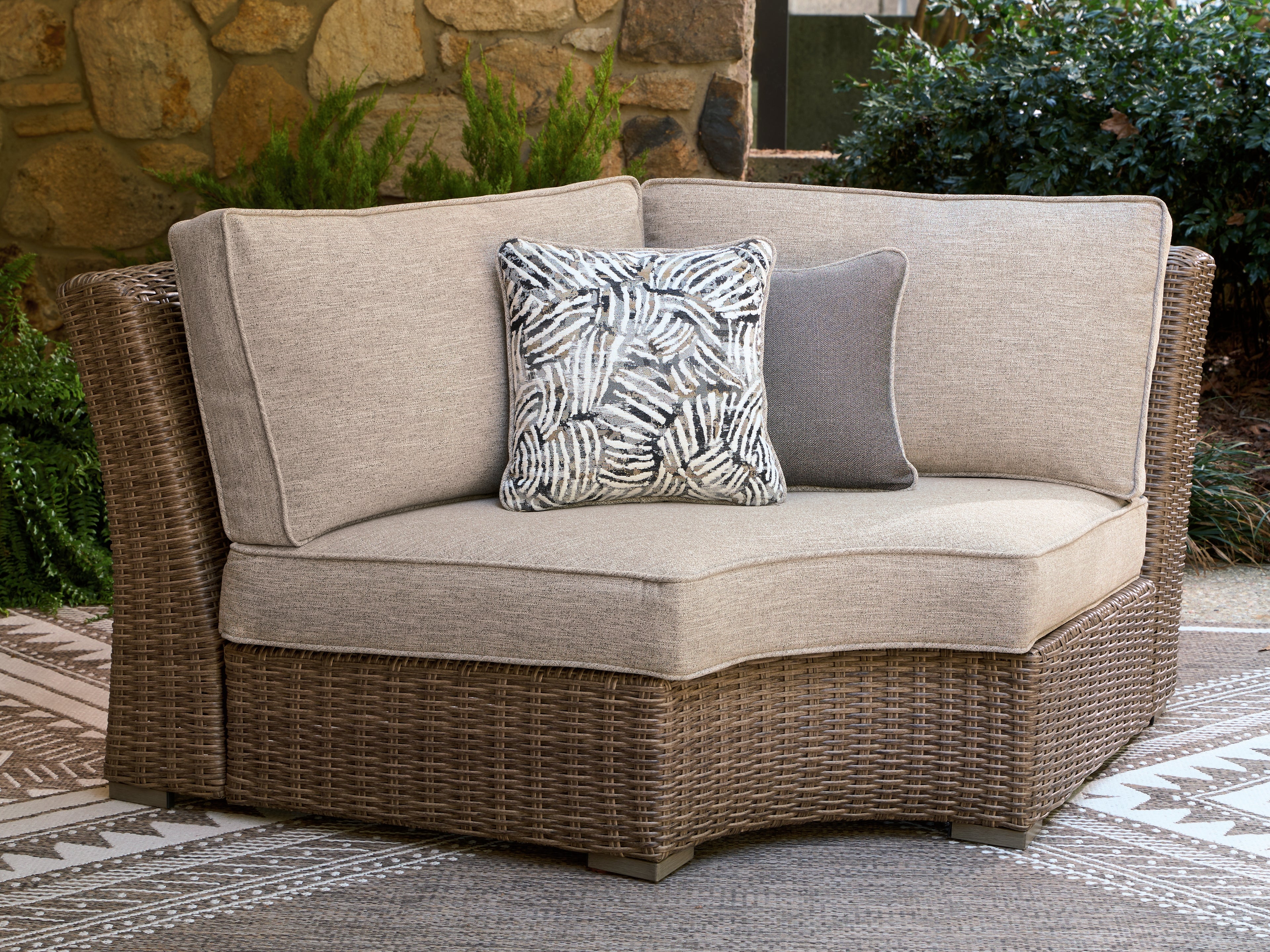 Laguna Heights Beige Outdoor Curved Corner Chair with Cushion - PCP790-851