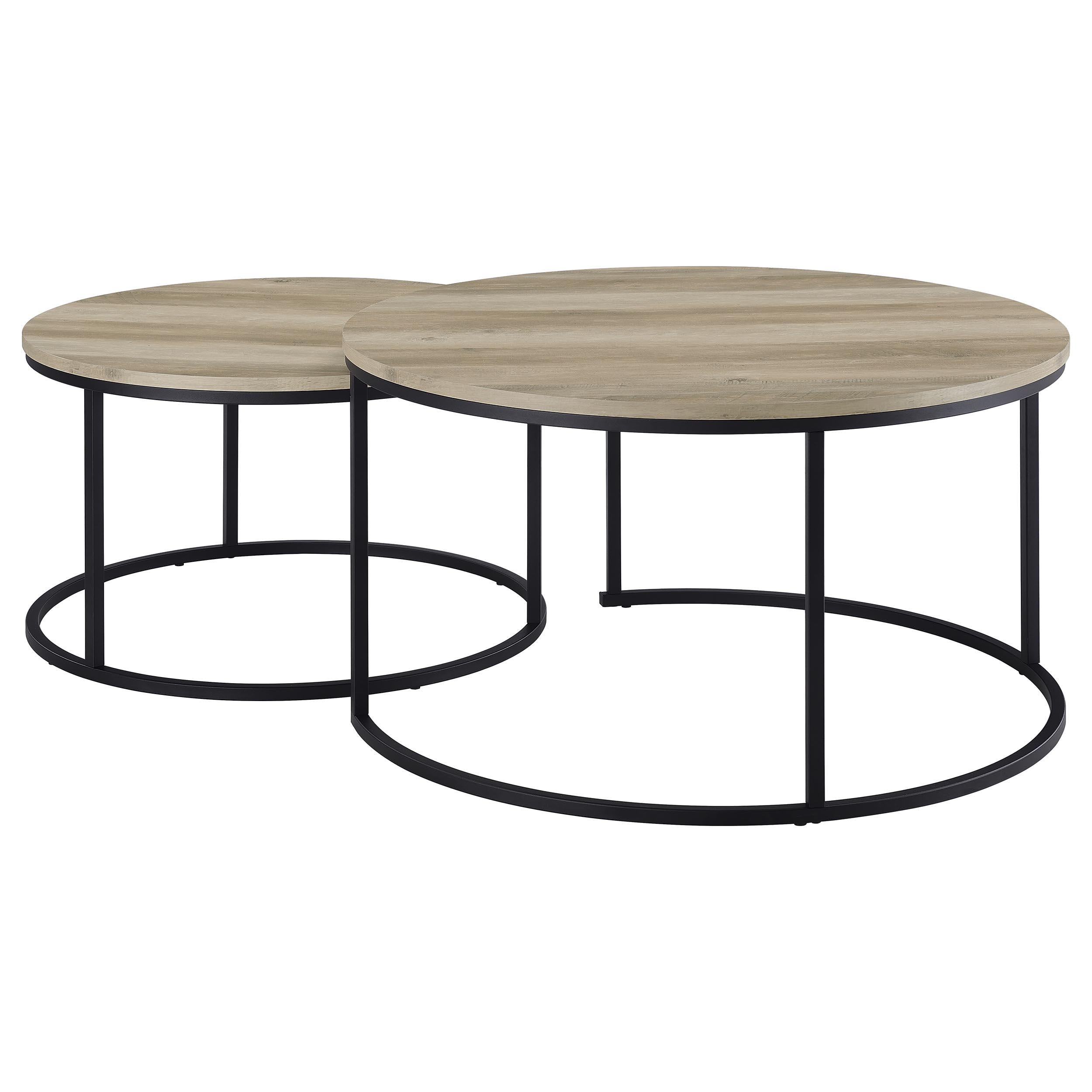 Lainey 2-piece Round Nesting Coffee Table Distressed Pine - 736040
