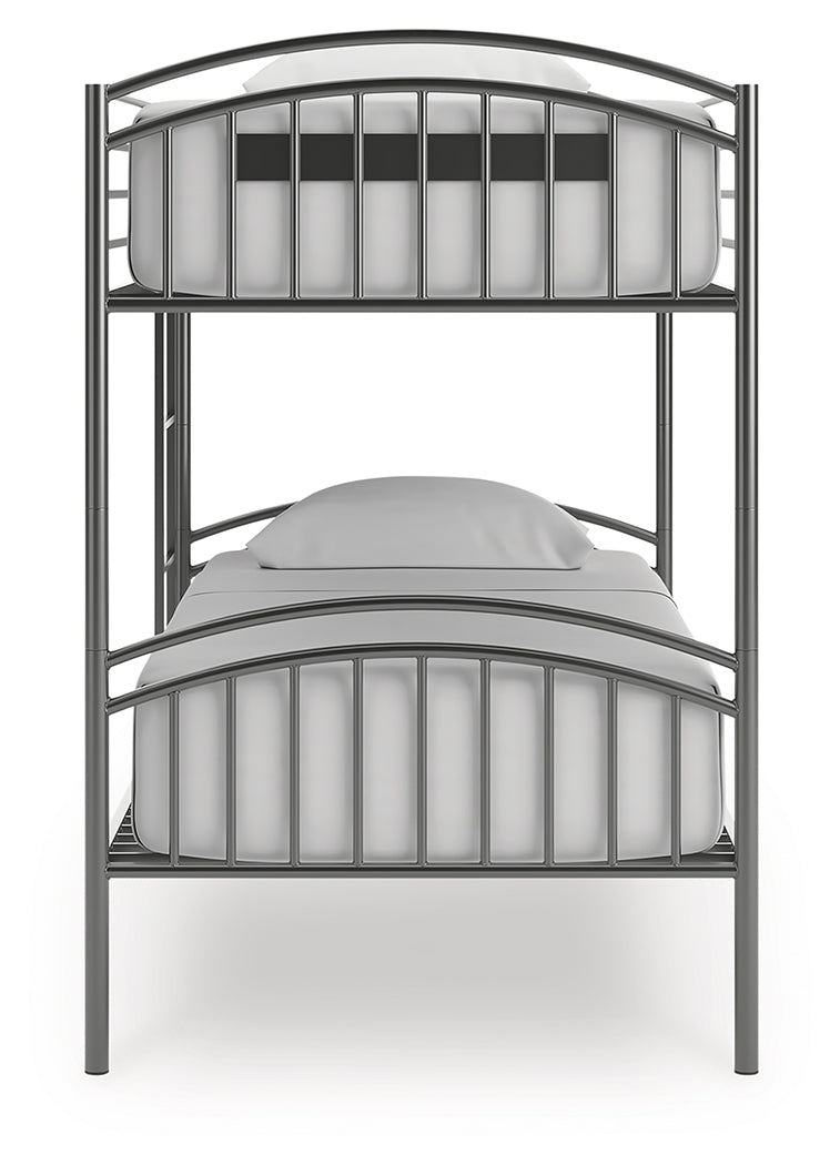 Lanceburg Gray Twin over Twin Bunk Bed and 2 Mattresses - PCB400B1