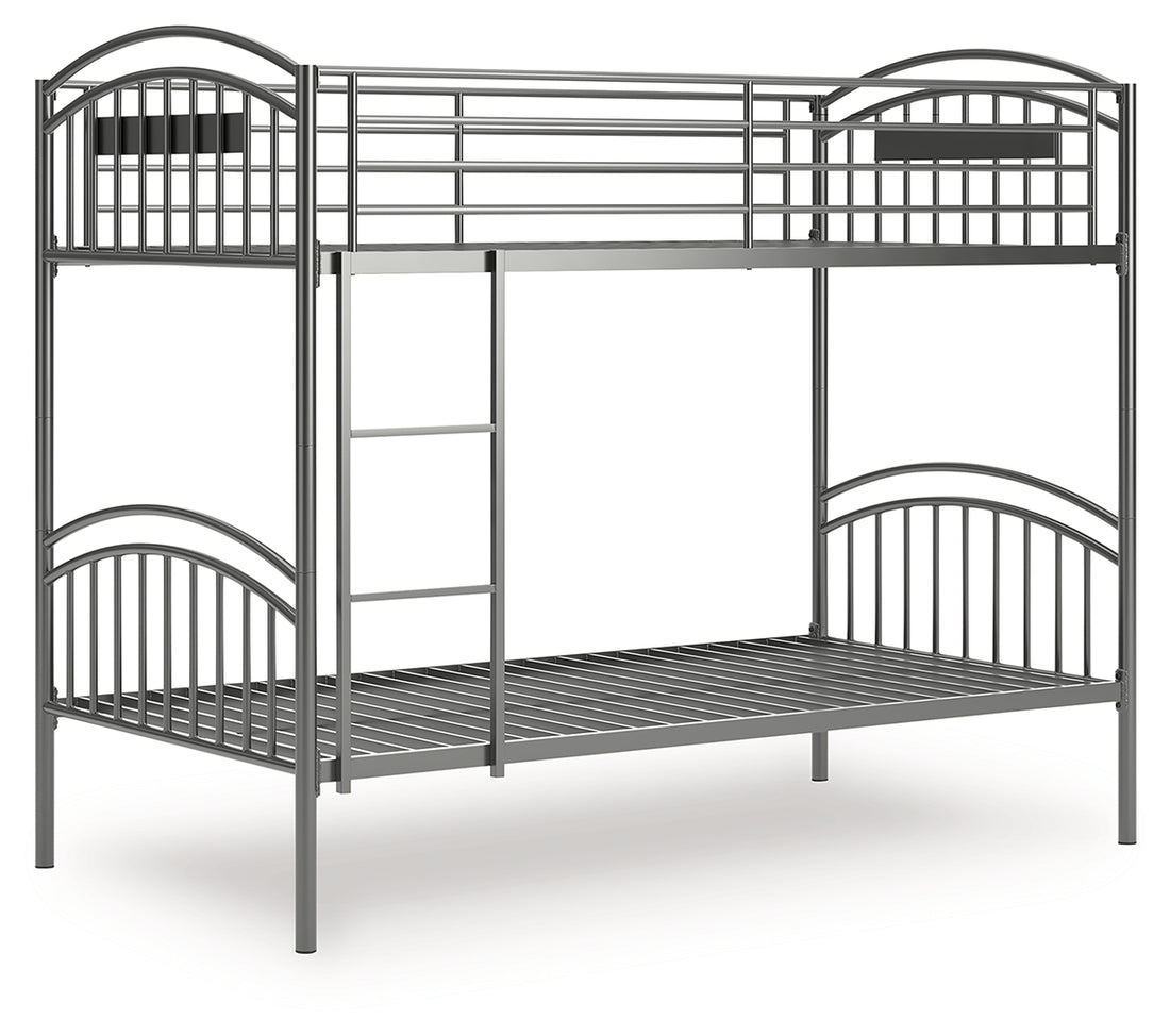 Lanceburg Gray Twin over Twin Bunk Bed with Ladder - PCB400-59