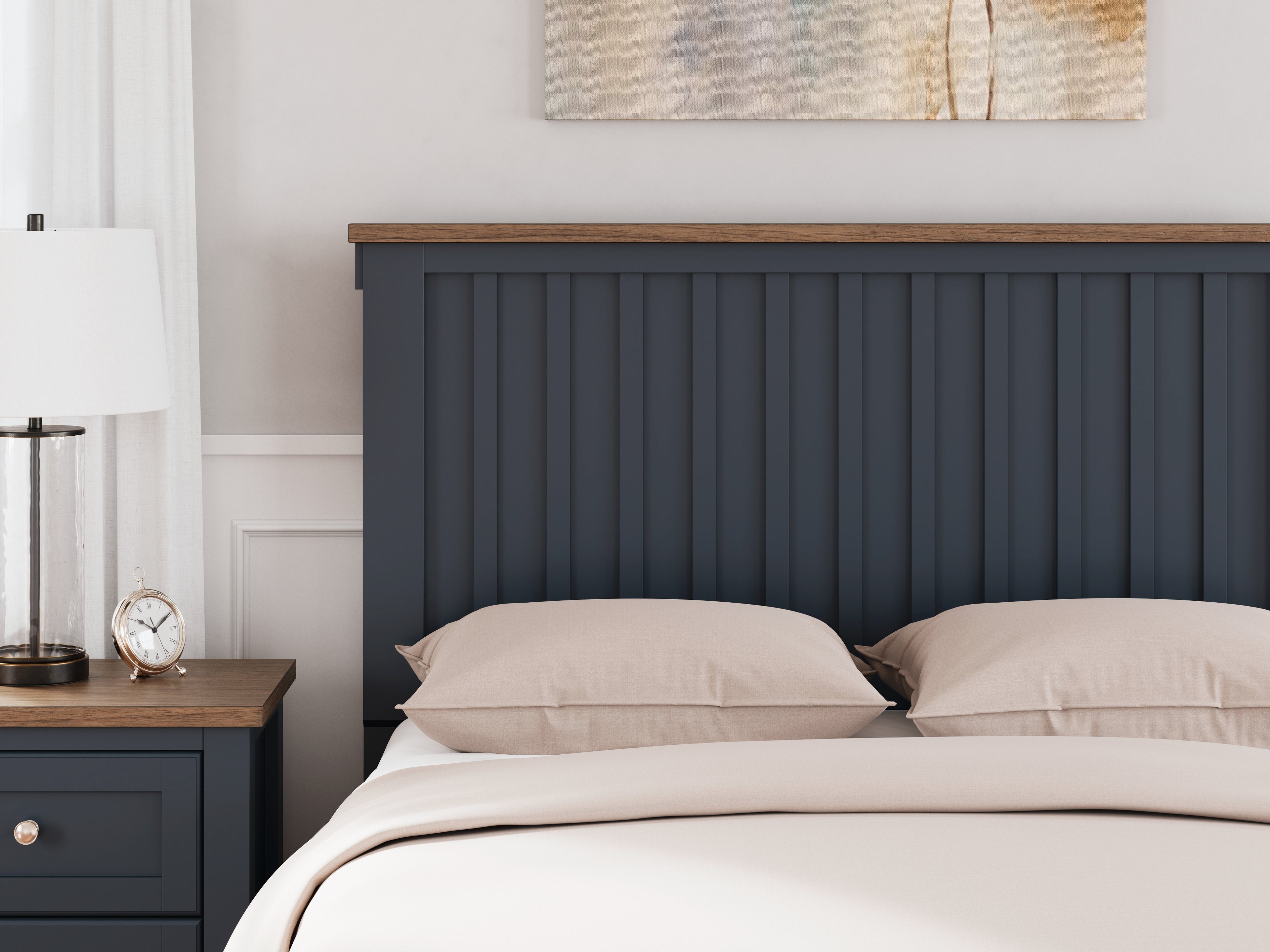 Landocken Brown/Blue Full Panel Headboard, Dresser and Mirror - B414B14