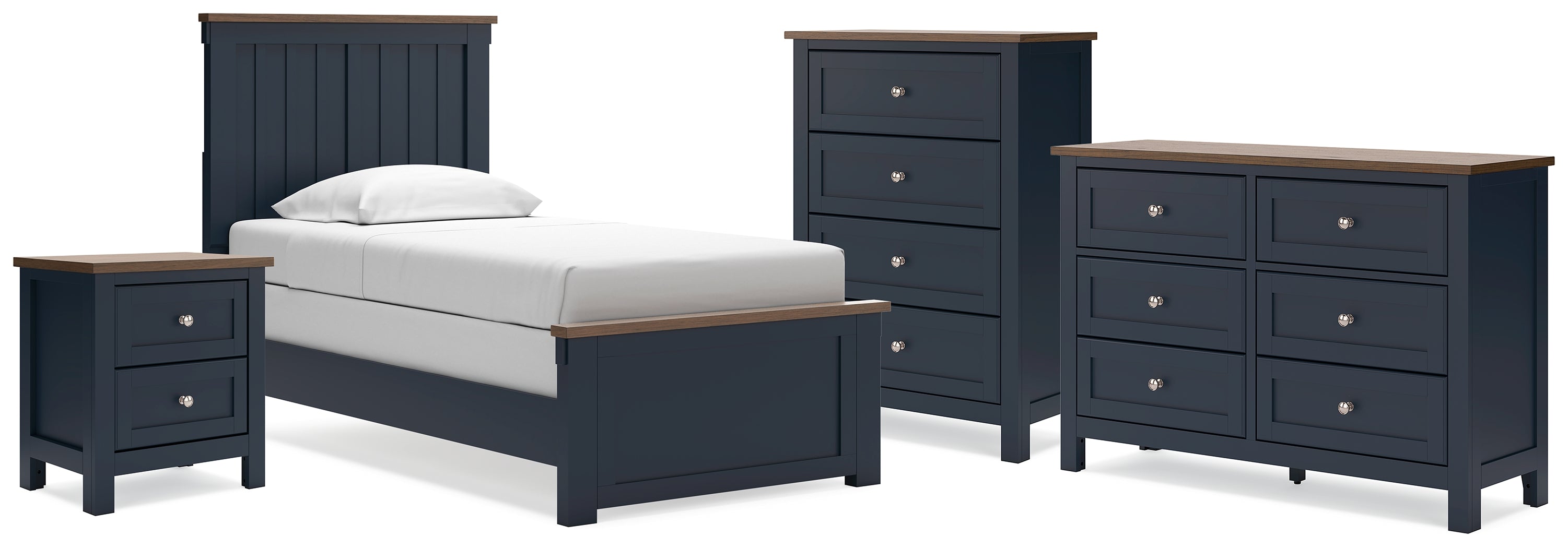 Landocken Twin Panel Bed, Dresser, Chest and Nightstand - B414B20