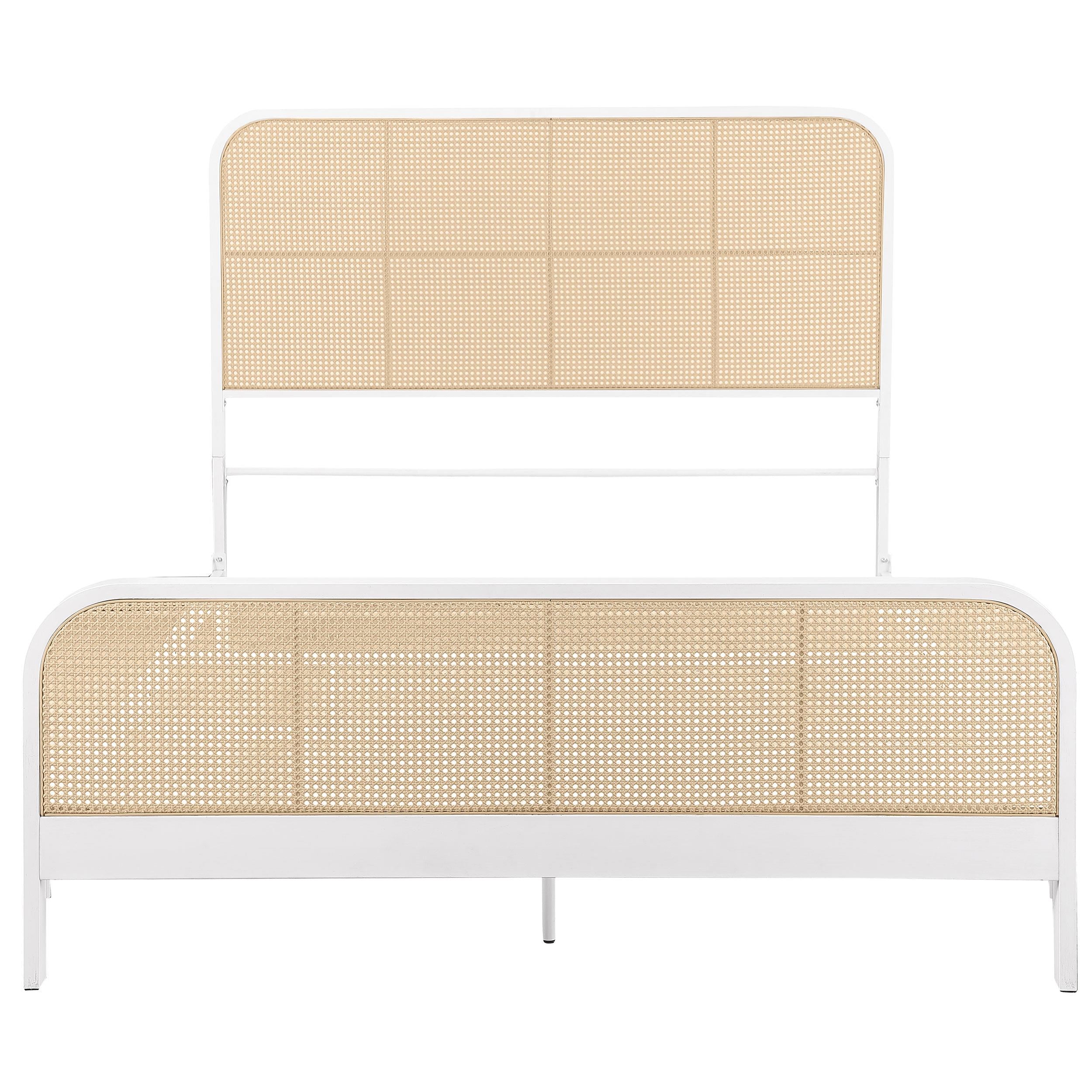 Lanewood Polyethylene PE Rattan Upholstered Metal Eastern King Bed White - 360251KE