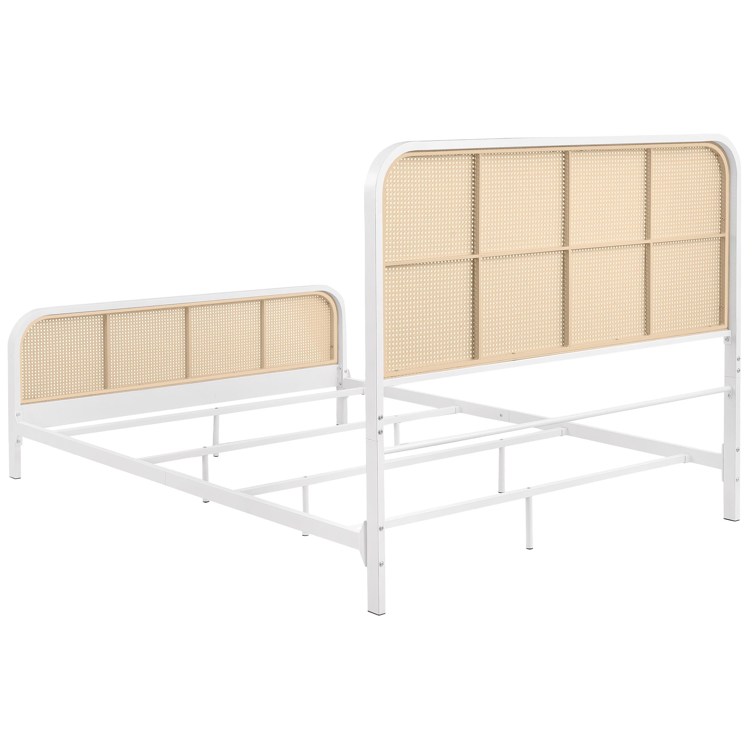 Lanewood Polyethylene PE Rattan Upholstered Metal Eastern King Bed White - 360251KE