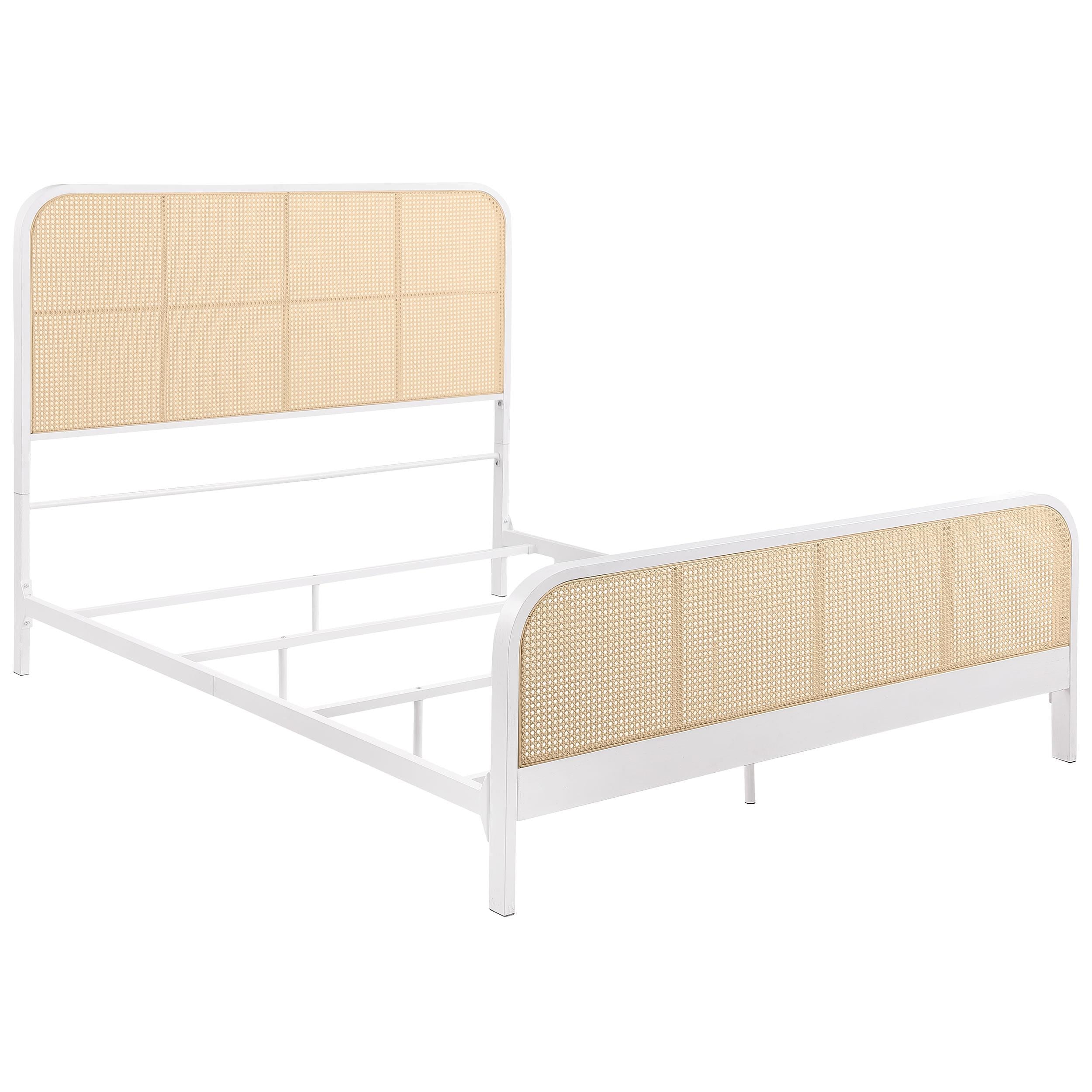 Lanewood Polyethylene PE Rattan Upholstered Metal Queen Bed White - 360251Q