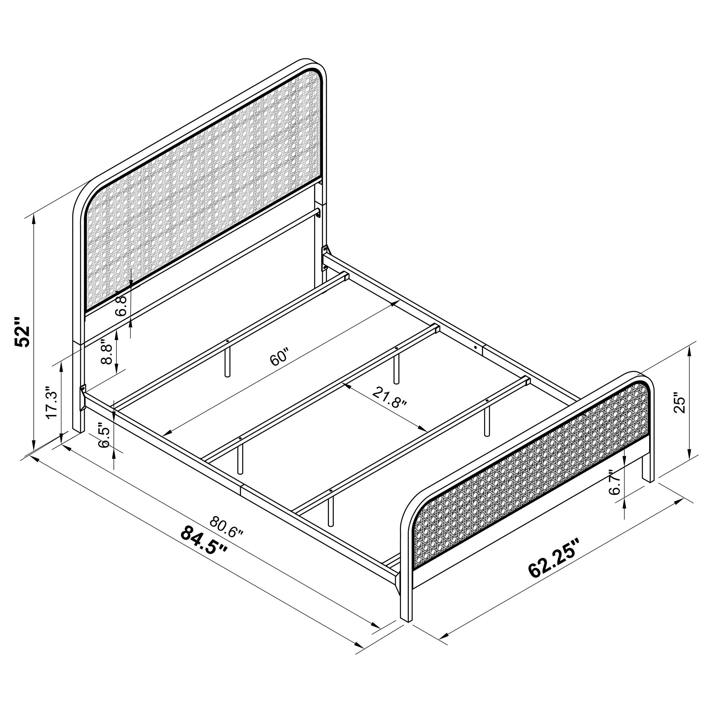 Lanewood Polyethylene PE Rattan Upholstered Metal Queen Bed White - 360251Q