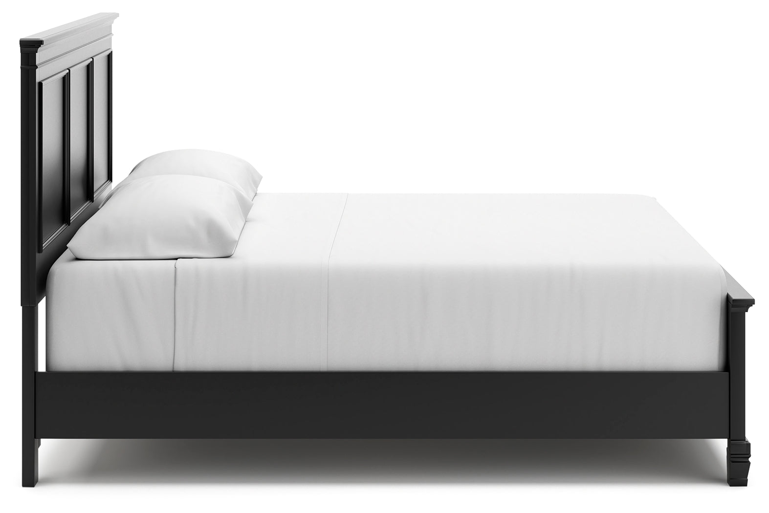 Lanolee King Panel Bed with Mirrored Dresser, Chest and 2 Nightstands in Black from Ashley - Luna Furniture
