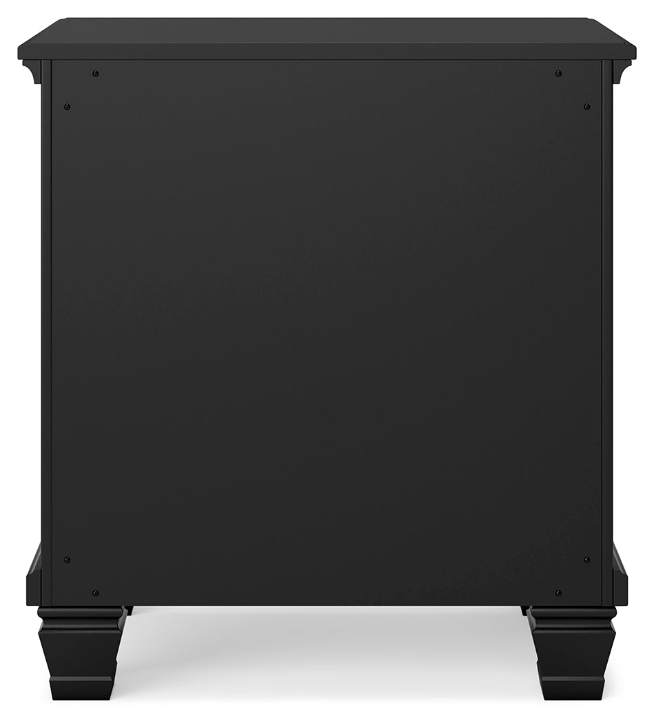 Lanolee King Panel Bed with Mirrored Dresser, Chest and 2 Nightstands in Black from Ashley - Luna Furniture