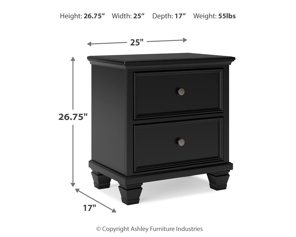 Lanolee King Panel Bed with Mirrored Dresser, Chest and 2 Nightstands in Black from Ashley - Luna Furniture