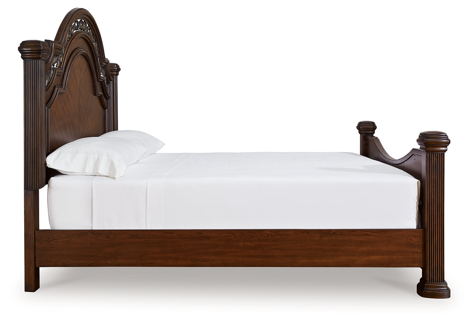 Lavinton King Poster Bed with Mirrored Dresser and 2 Nightstands in Brown from Ashley - Luna Furniture
