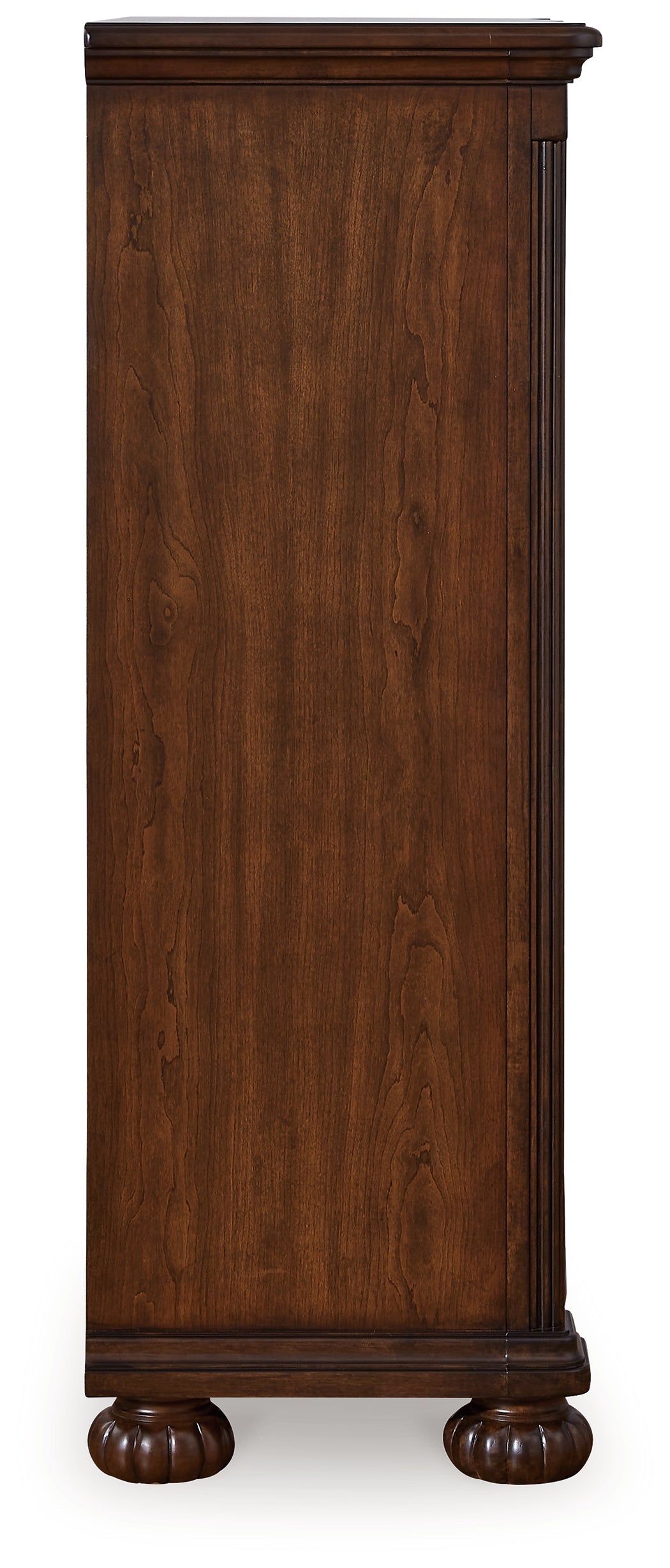 Lavinton King Poster Bed with Mirrored Dresser, Chest and Nightstand in Brown from Ashley - Luna Furniture