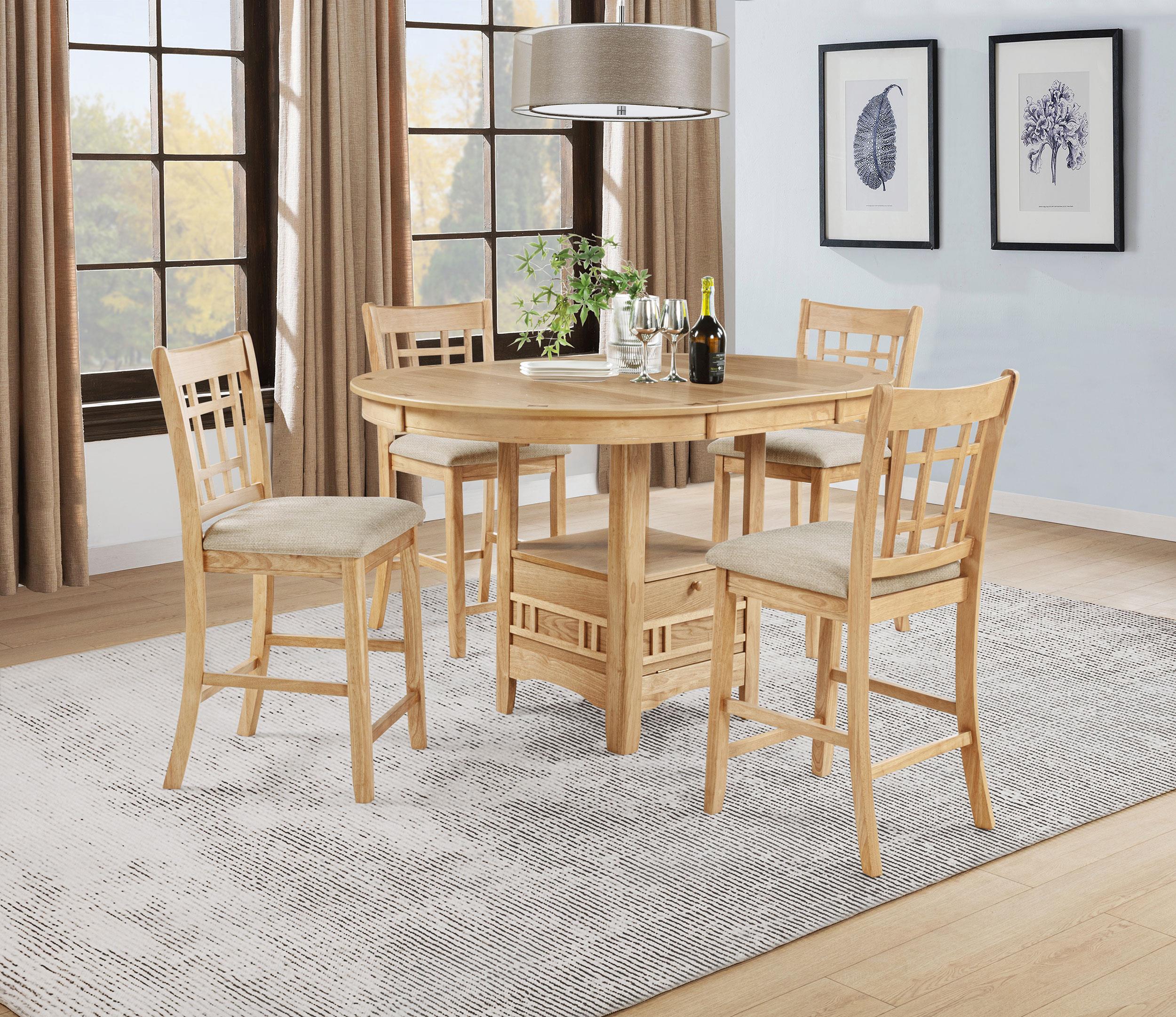 Lavon 5-piece Oval Counter Height Dining Set Light Oak - 106628-S5
