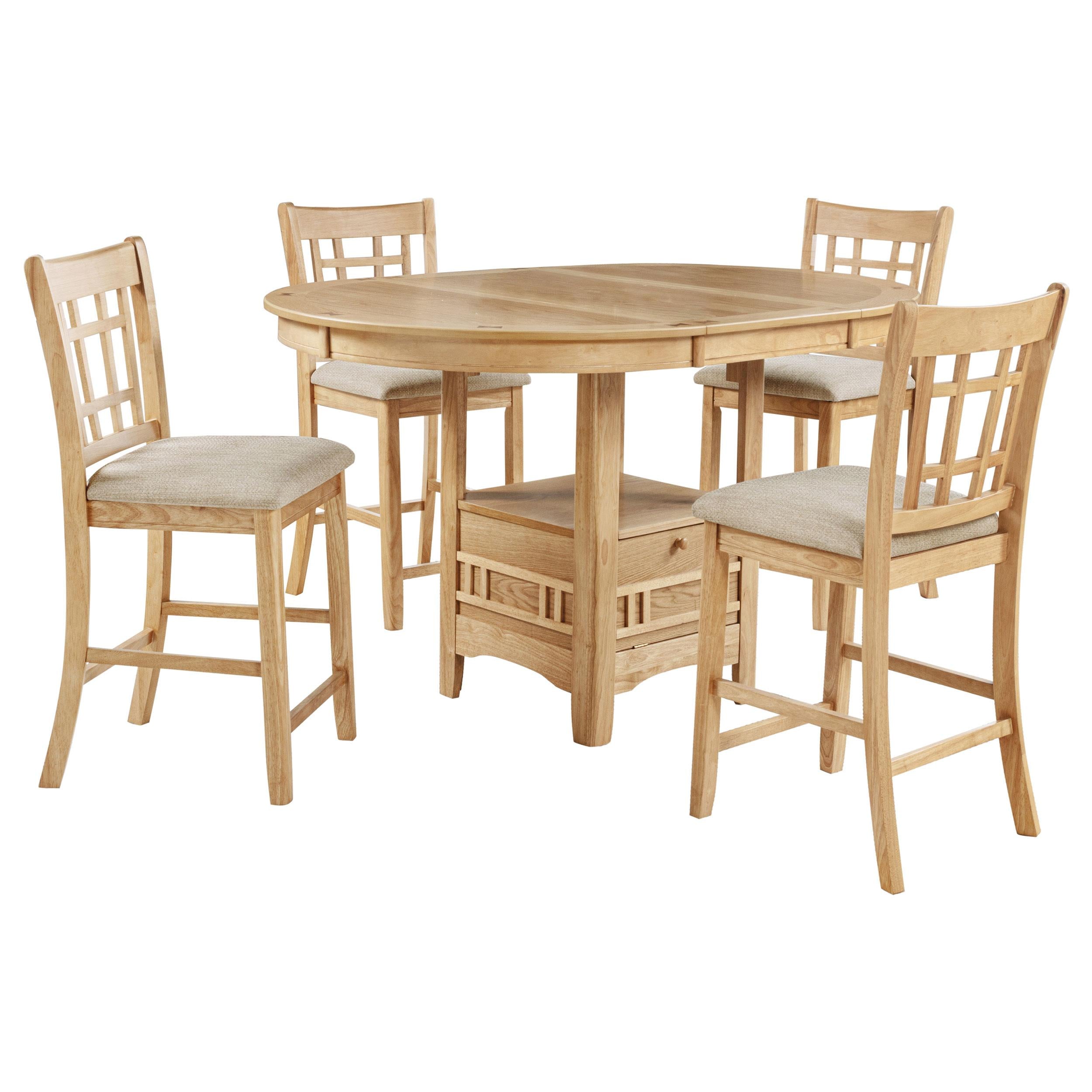 Lavon 5-piece Oval Counter Height Dining Set Light Oak - 106628-S5