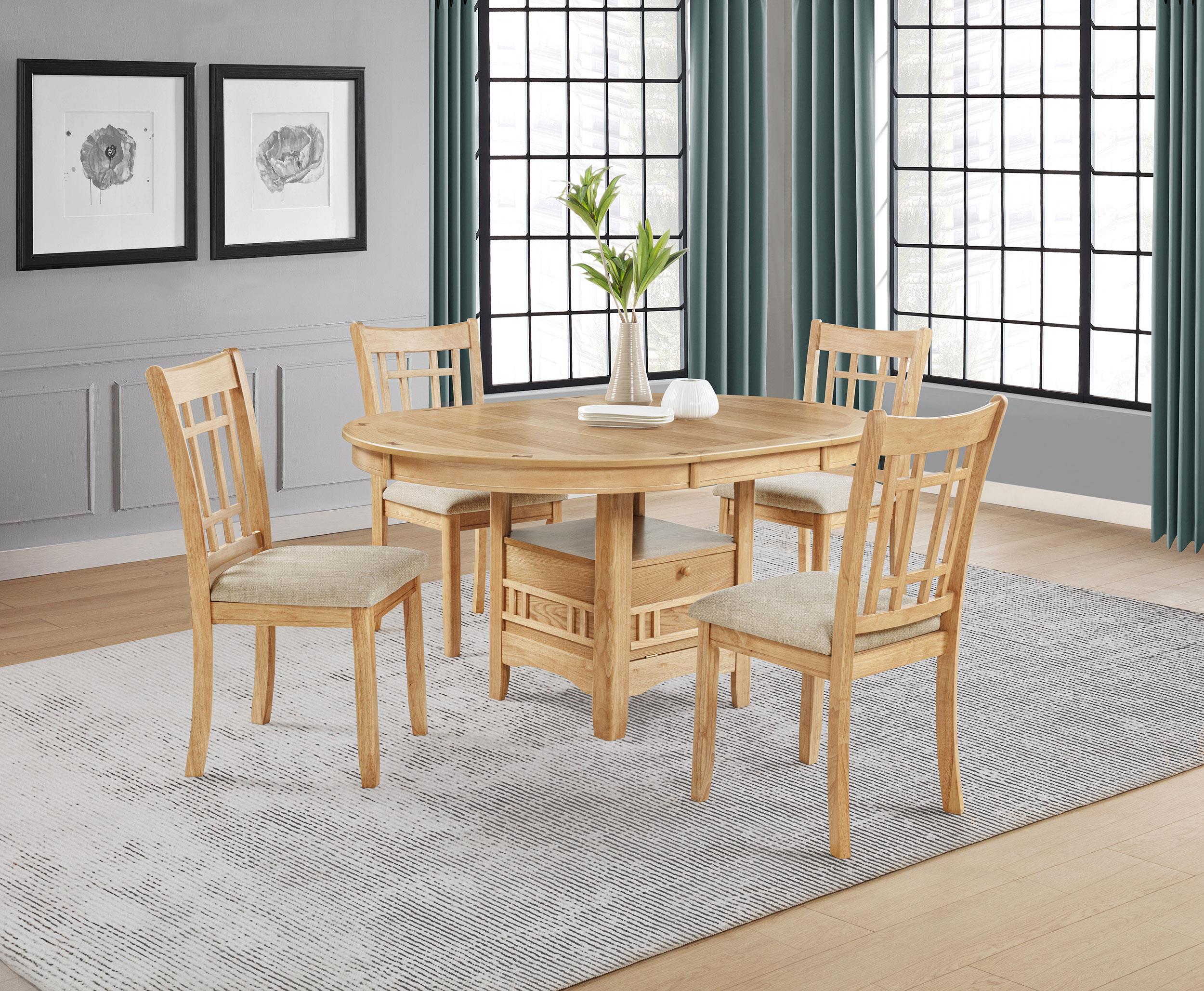 Lavon 5-piece Oval Extension Leaf Dining Set Light Oak - 106620-S5