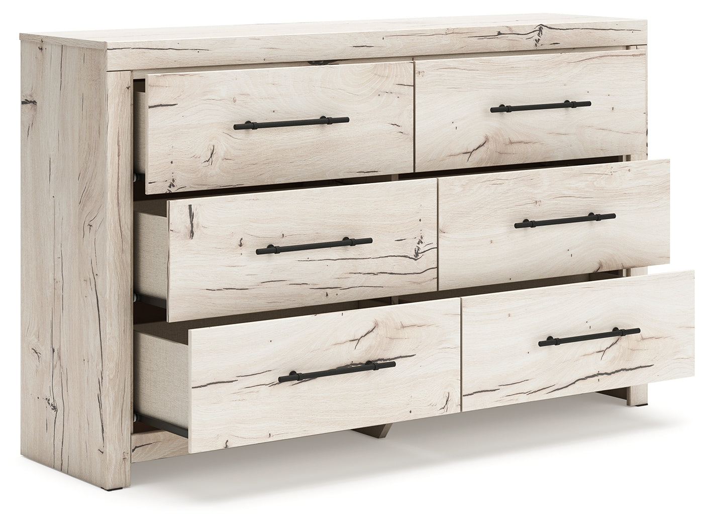 Lawroy Full Panel Bed with Dresser and 2 Nightstands in Light Natural from Ashley - Luna Furniture