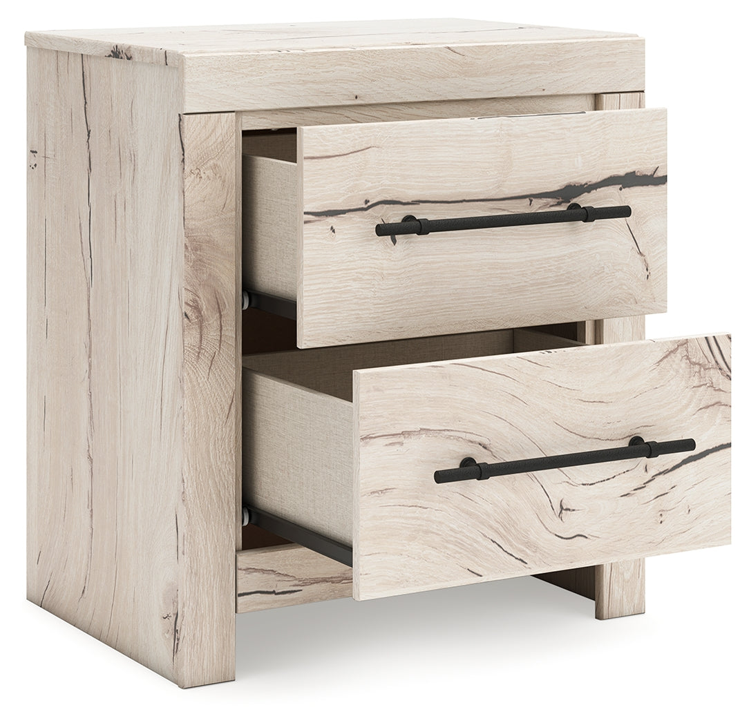 Lawroy Full Panel Headboard with Mirrored Dresser, Chest and 2 Nightstands in Light Natural from Ashley - Luna Furniture