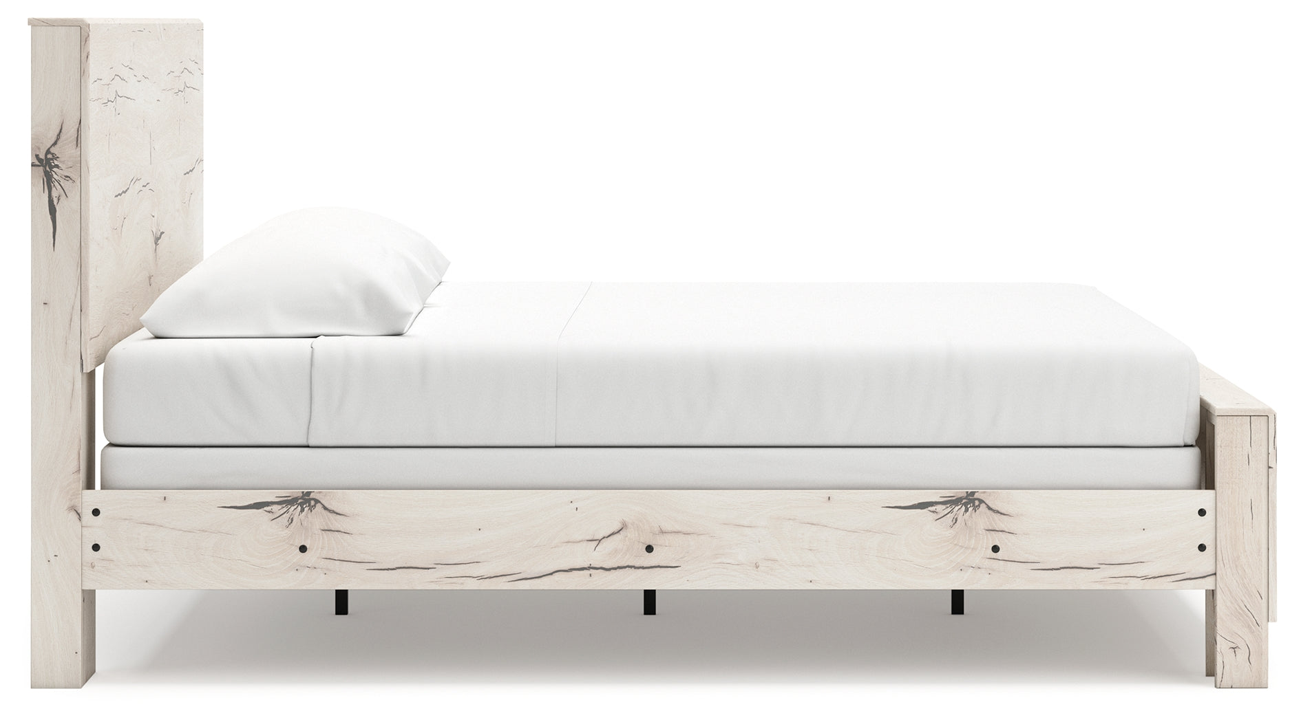 Lawroy King Panel Bed with Mirrored Dresser and Chest in Light Natural from Ashley - Luna Furniture