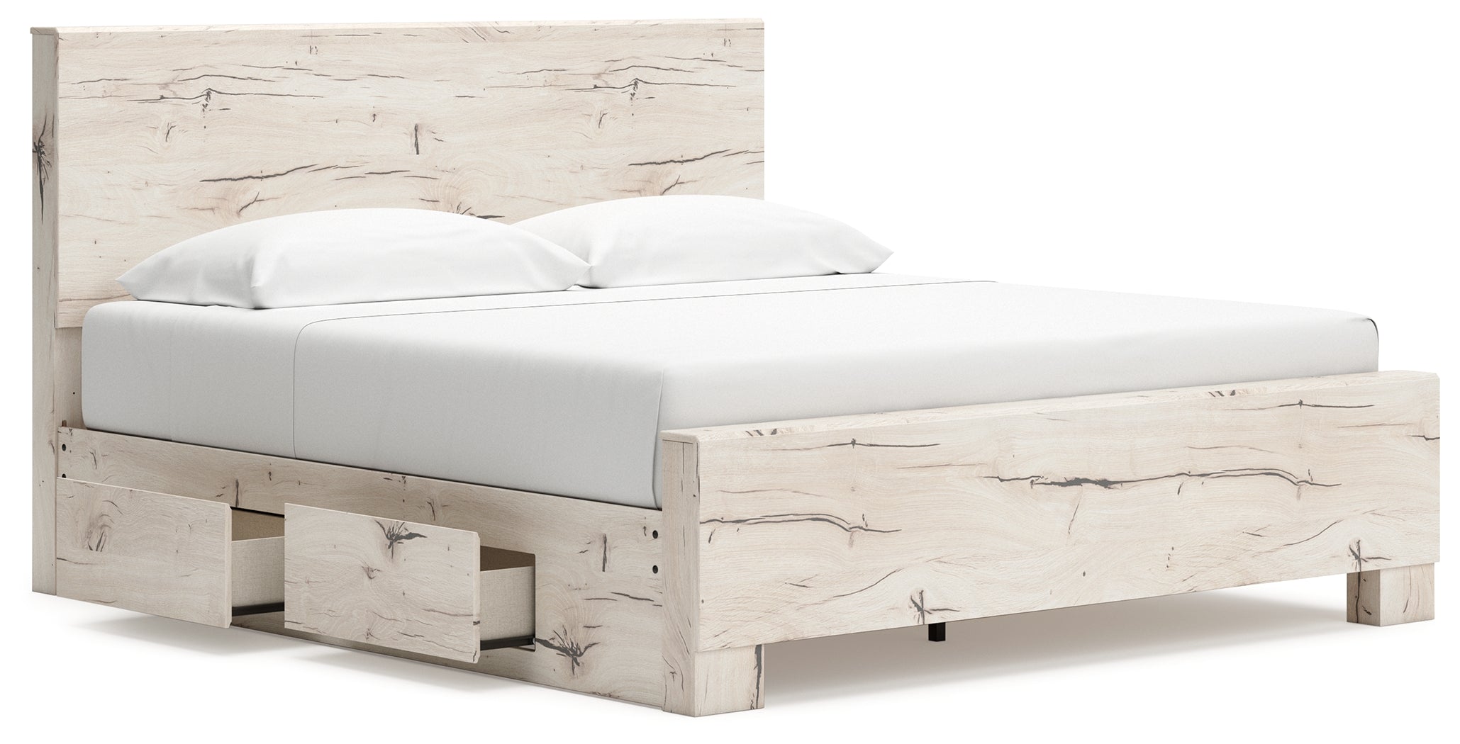 Lawroy Light Natural King Panel Bed with Storage - B2310B12