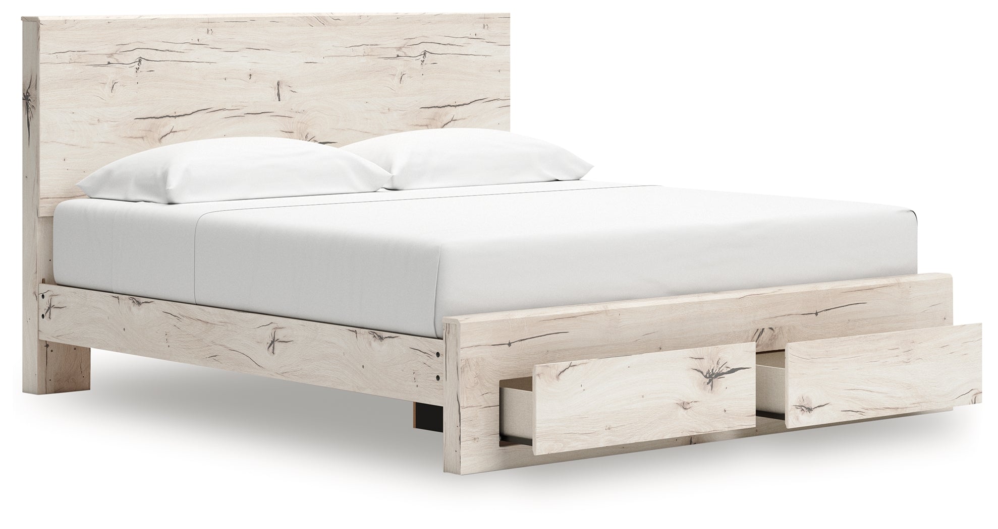 Lawroy Light Natural King Panel Storage Bed, Dresser and Mirror - B2310B35