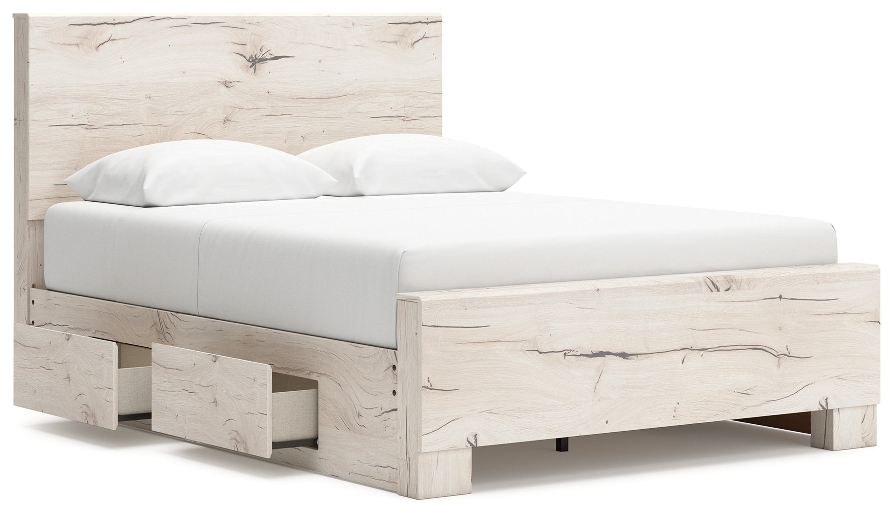 Lawroy Light Natural Queen Panel Bed with Storage, Dresser and Mirror - B2310B29