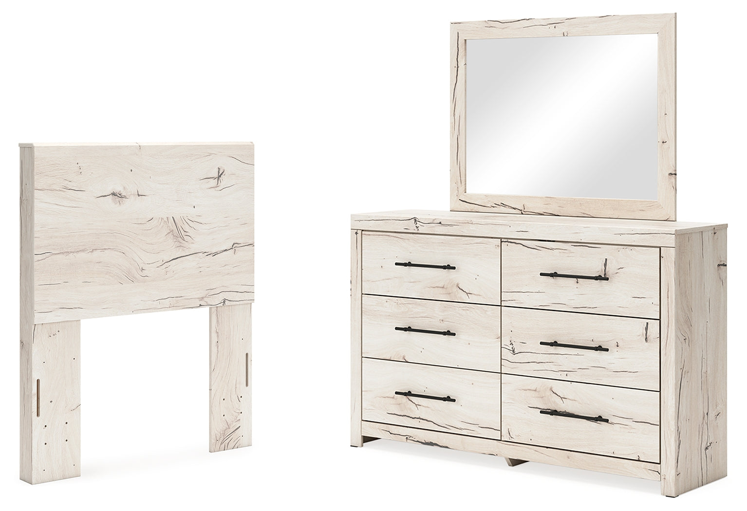 Lawroy Light Natural Twin Panel Headboard, Dresser and Mirror - B2310B27