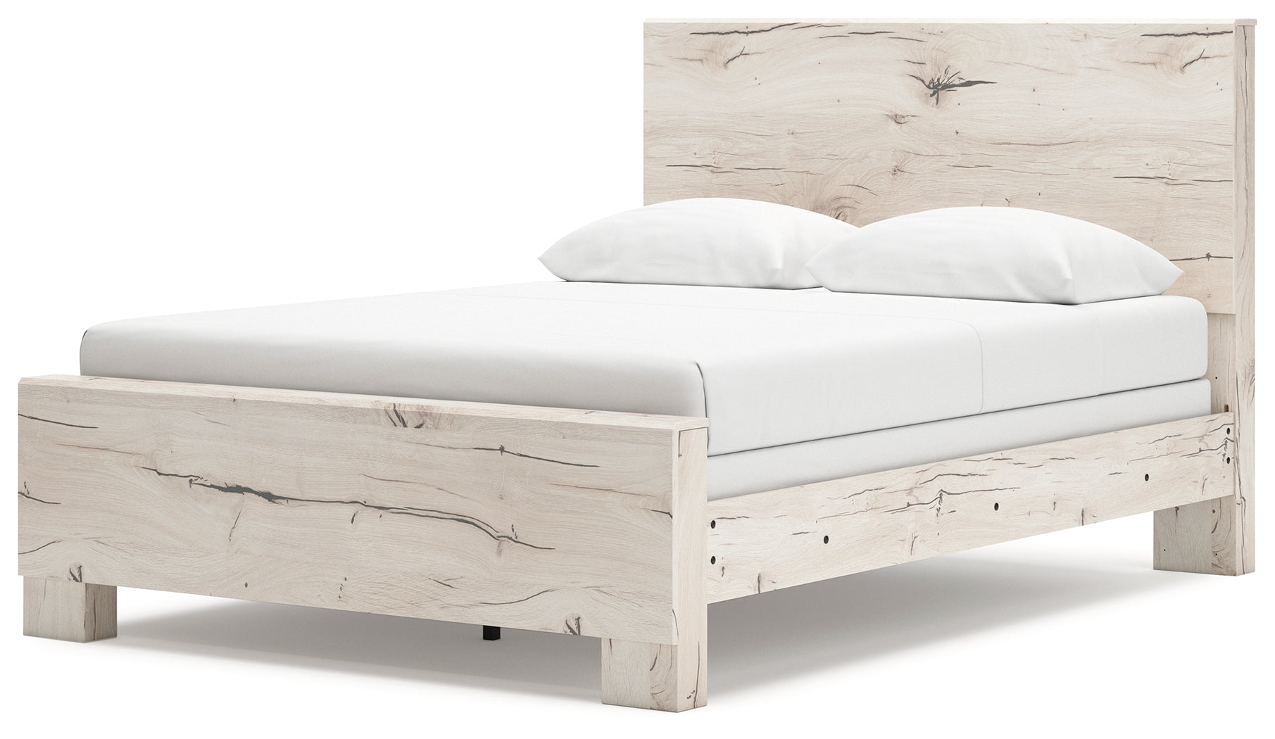 Lawroy Queen Panel Bed with Mirrored Dresser, Chest and Nightstand in Light Natural from Ashley - Luna Furniture