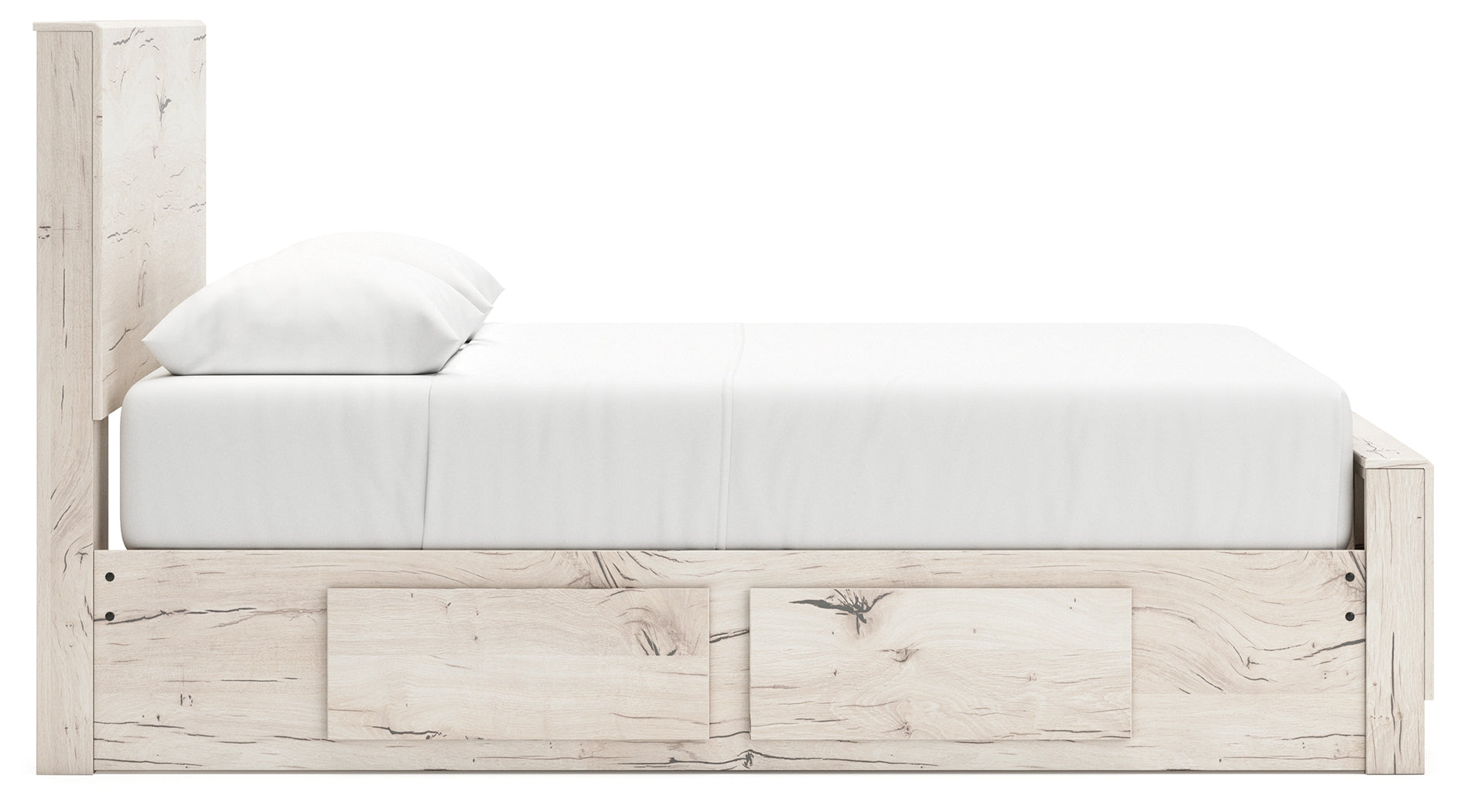 Lawroy Queen Panel Bed with Mirrored Dresser in Light Natural from Ashley - Luna Furniture