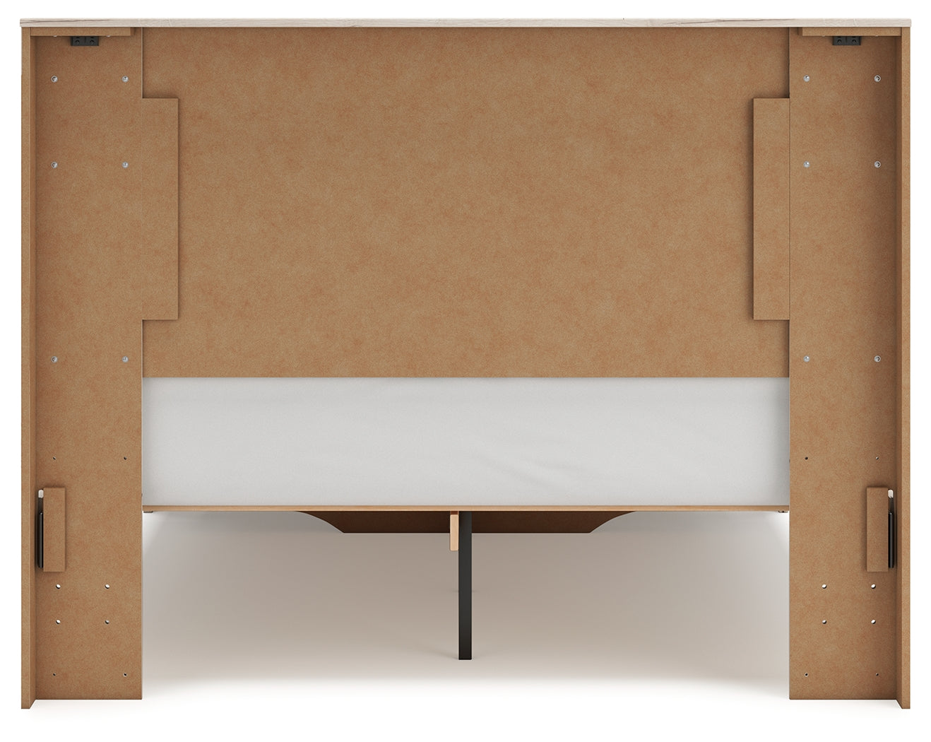 Lawroy Queen Panel Storage Bed with Mirrored Dresser and Chest in Light Natural from Ashley - Luna Furniture