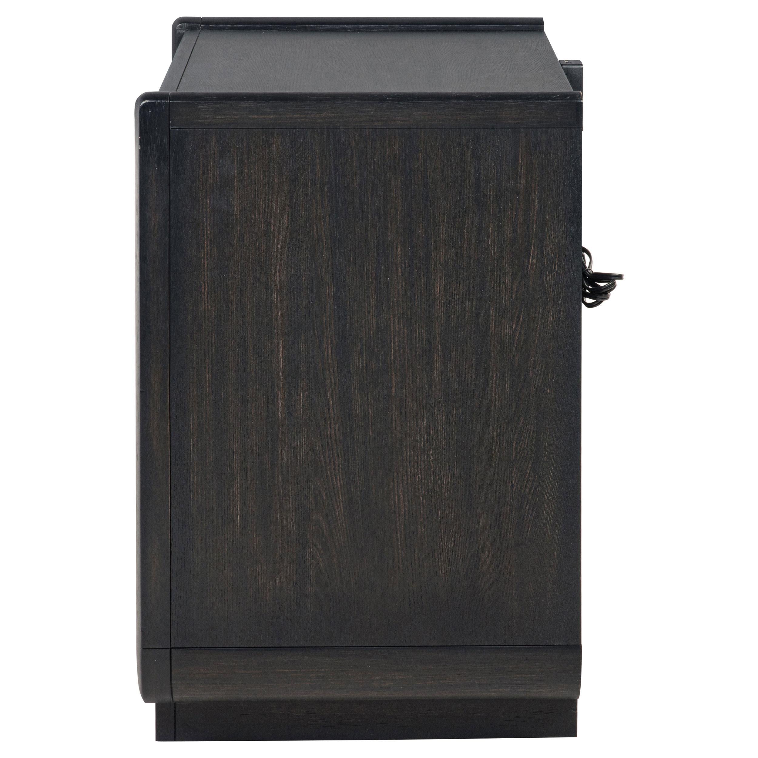Leandro 2-drawer LED Nightstand with USB Burnished Black - 222492
