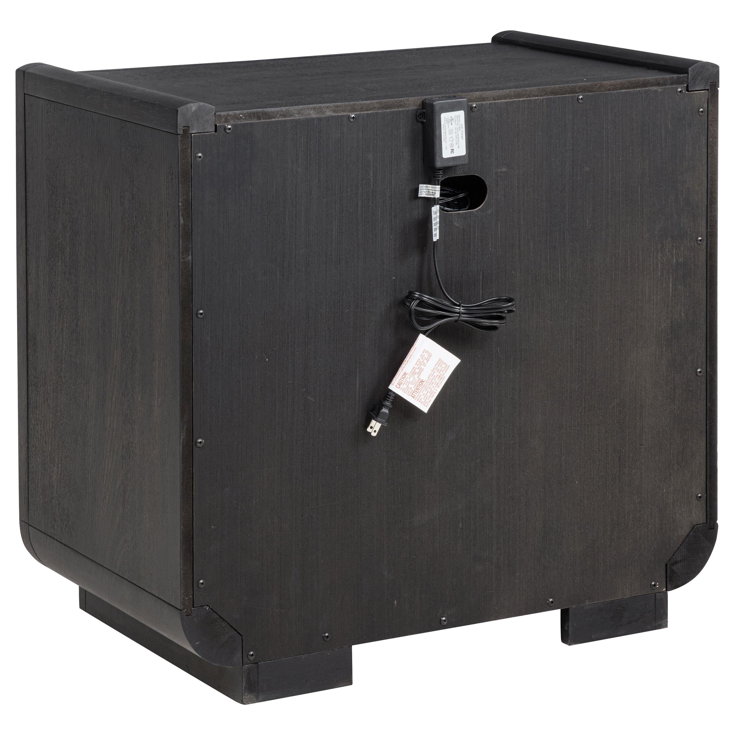 Leandro 2-drawer LED Nightstand with USB Burnished Black - 222492