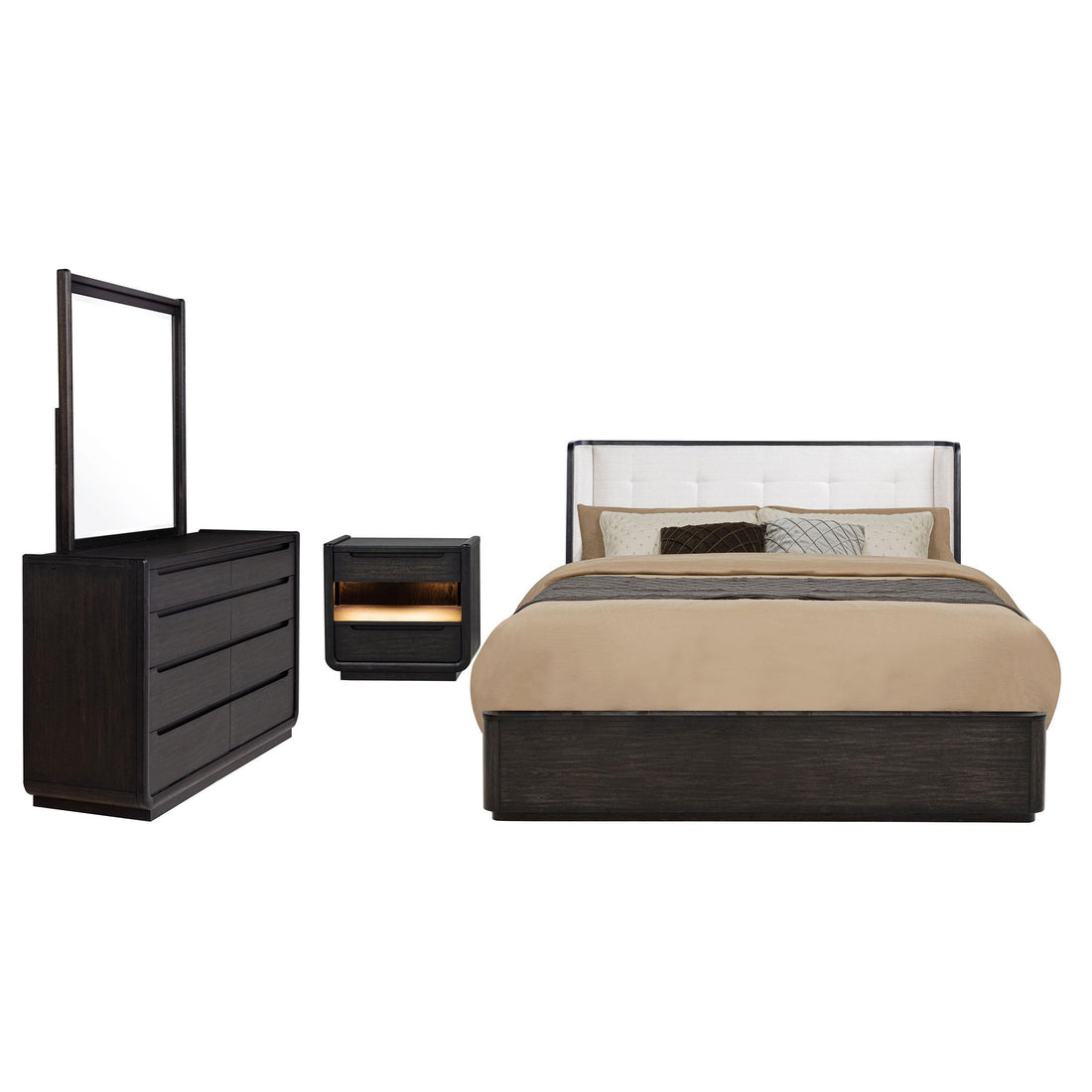 Leandro 4-piece California King Bedroom Set Burnished Black - 222491KW-S4