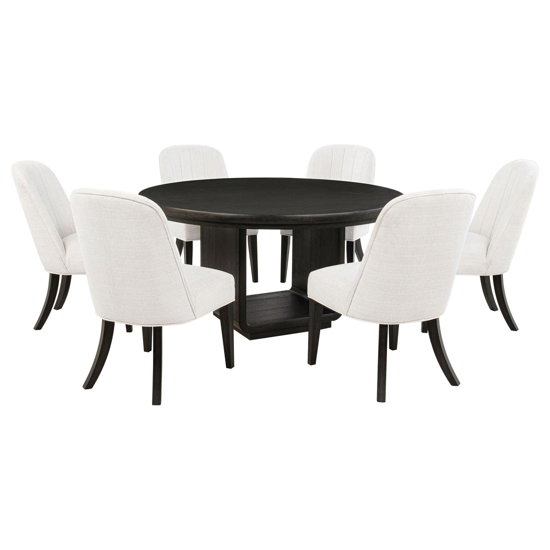 Leandro 7-piece Round Dining Table Set Burnished Black - 115390-S7
