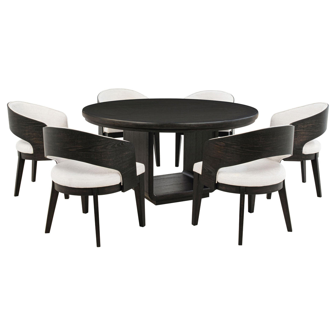 Leandro 7-piece Round Dining Table Set Burnished Black - 115390-S7A