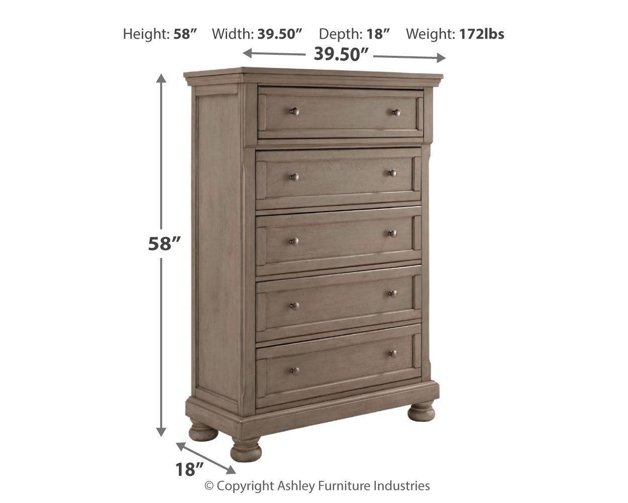 Lettner King Panel Bed with Mirrored Dresser, Chest and 2 Nightstands in Light Gray from Ashley - Luna Furniture