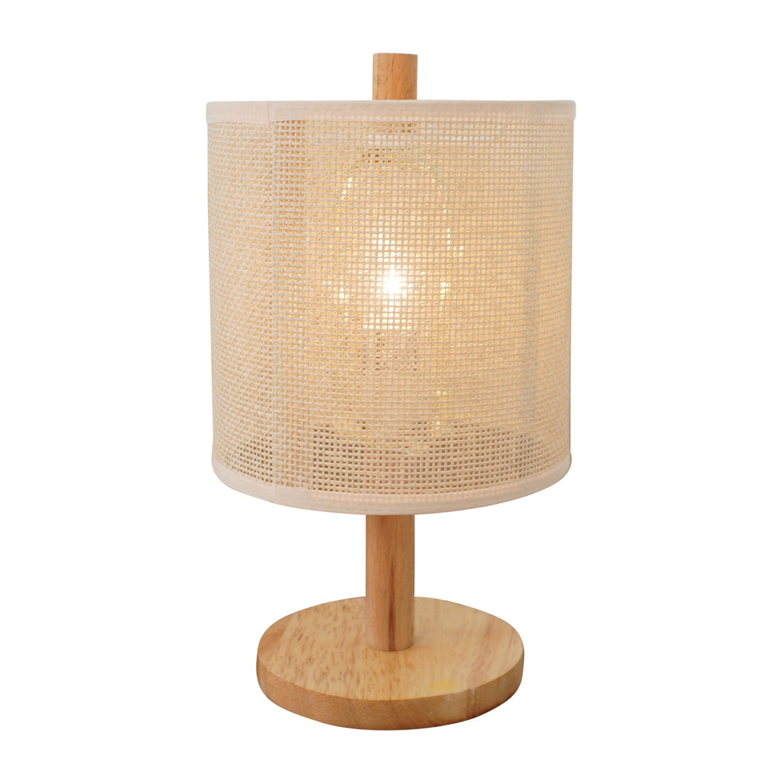 Levio Table Lamp, Natural Oak Wooden Base with Linen Shade - TBL04103501