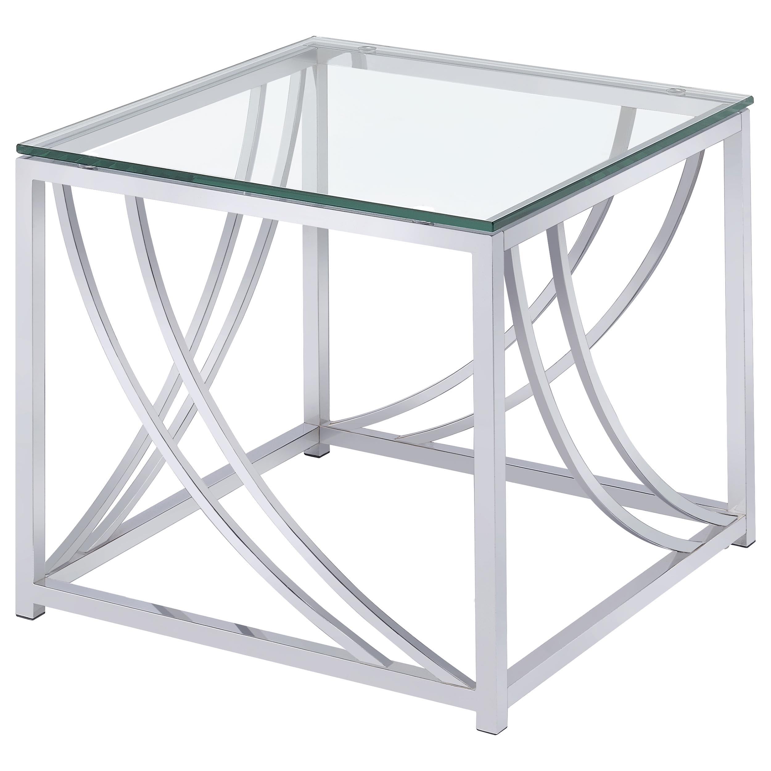 Lille 2-piece Glass Top Coffee End Sofa Table Set Chrome - 720498-S2
