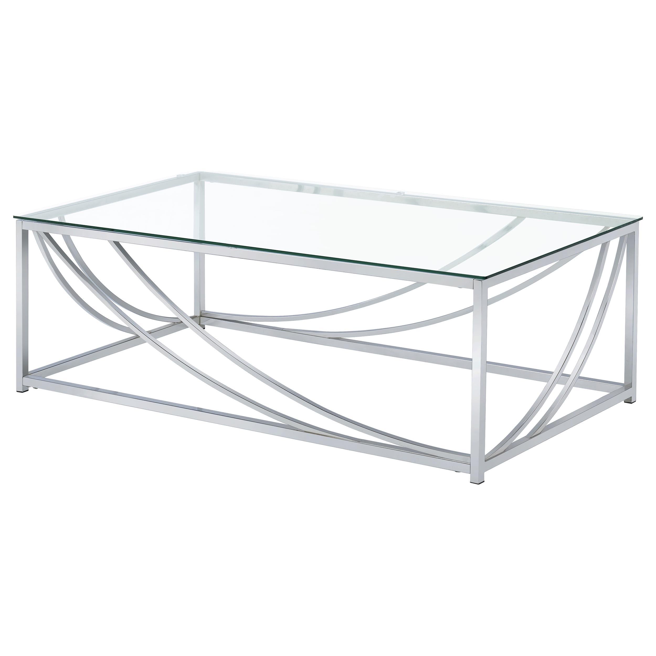 Lille 2-piece Glass Top Coffee End Sofa Table Set Chrome - 720498-S2