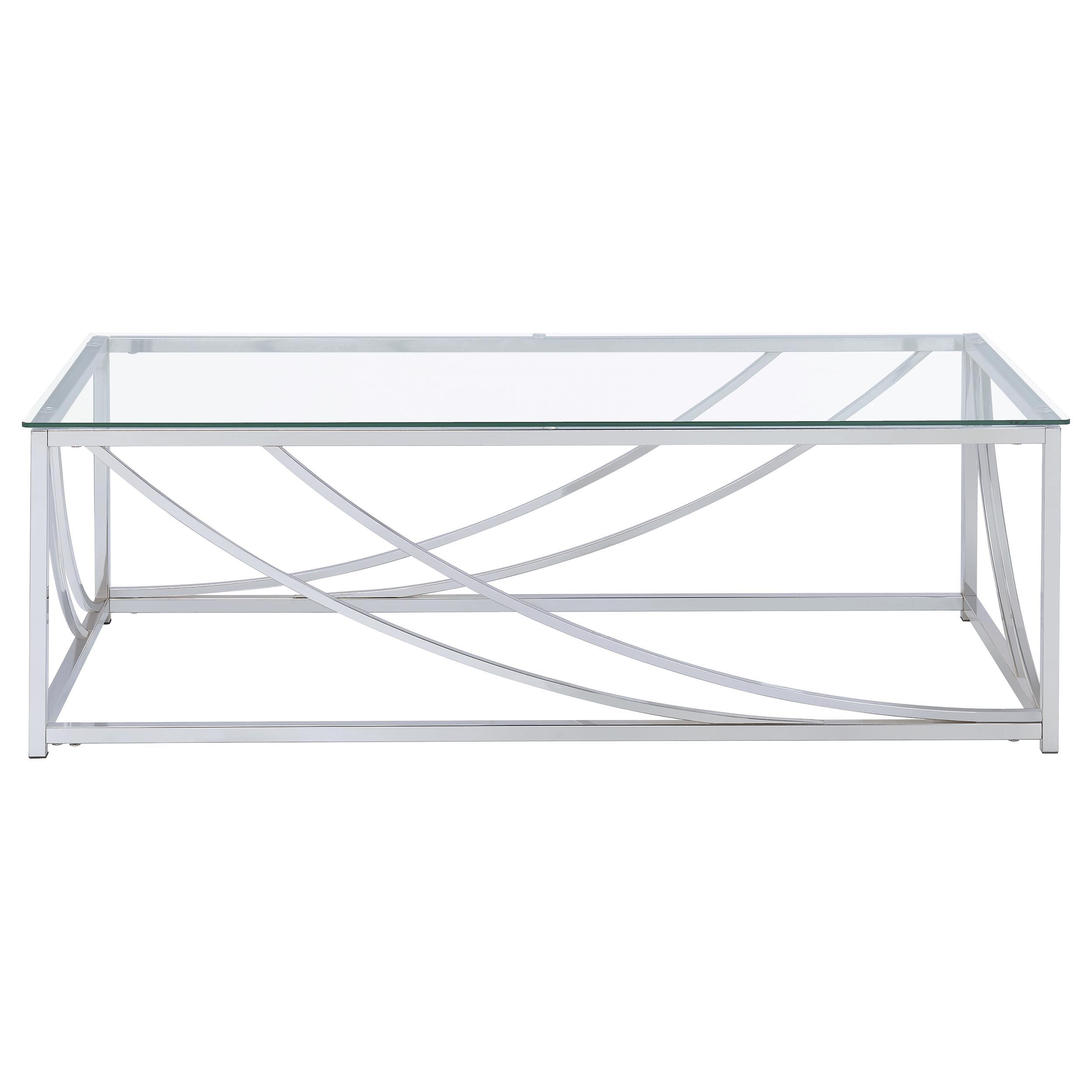Lille 2-piece Glass Top Coffee End Sofa Table Set Chrome - 720498-S2