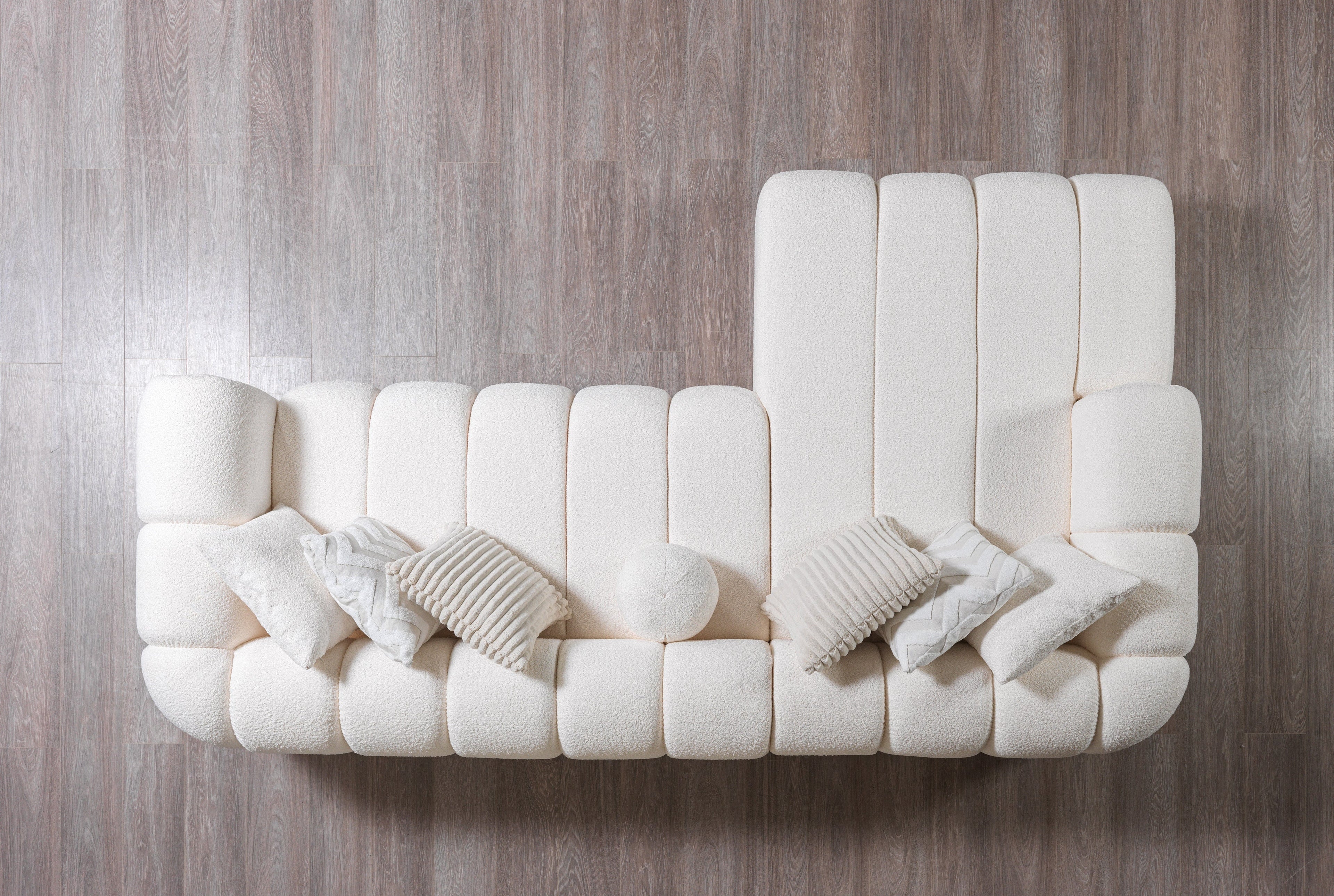 Lis Ivory Boucle LAF 115" Sectional - LISIV-LSEC