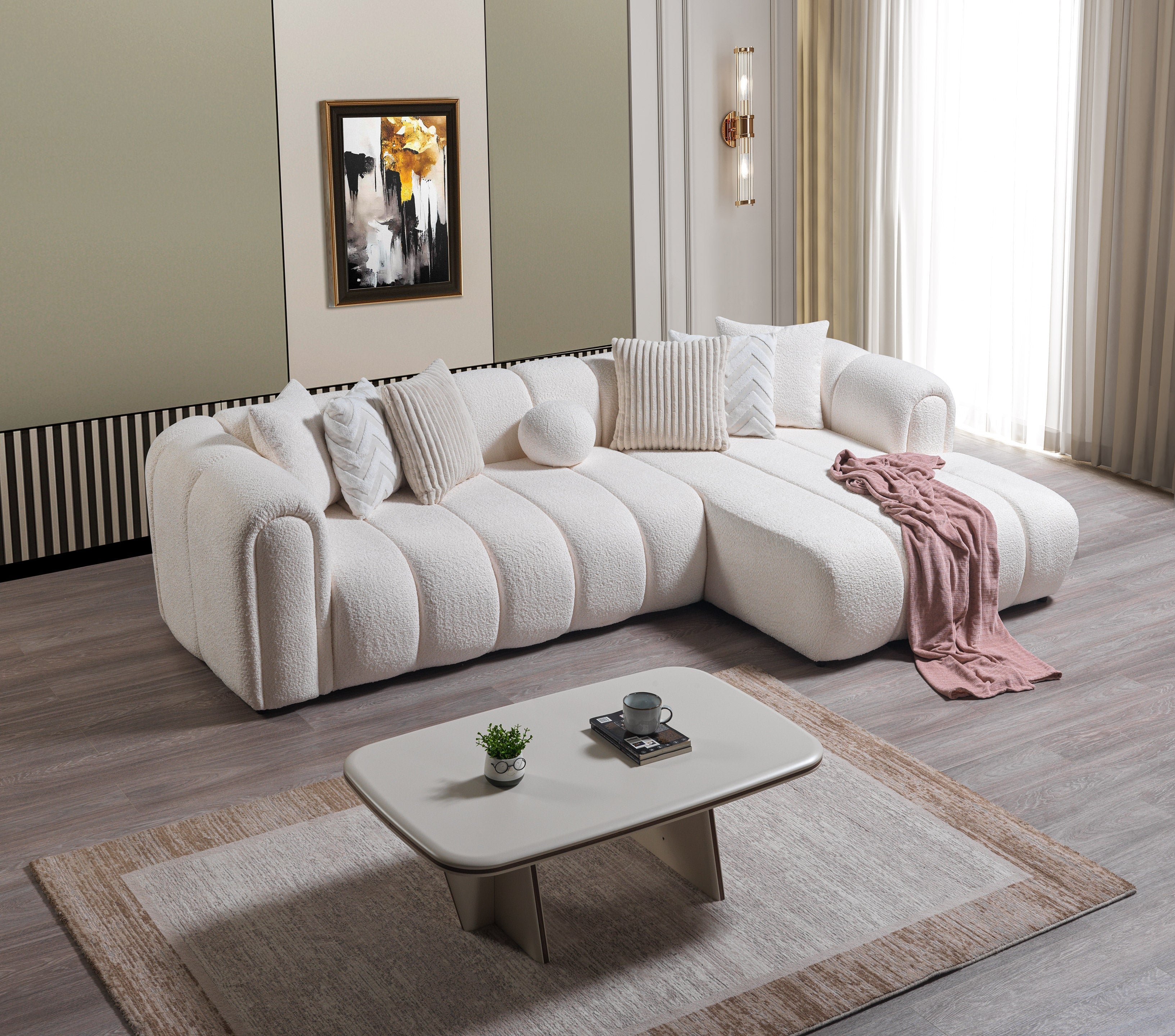 Lis Ivory Boucle RAF Sectional - LISIV-RSEC