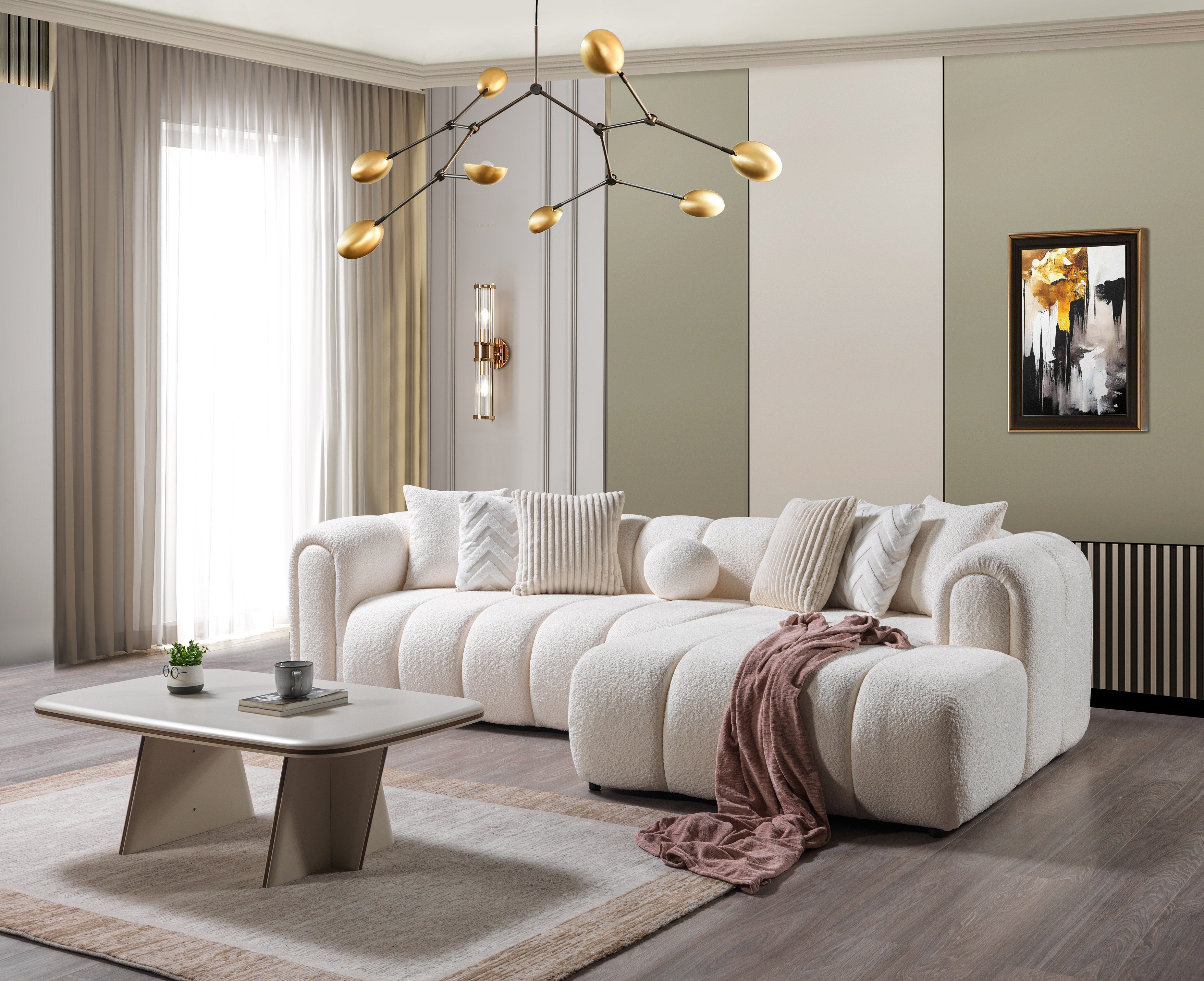Lis Ivory Boucle RAF Sectional - LISIV-RSEC