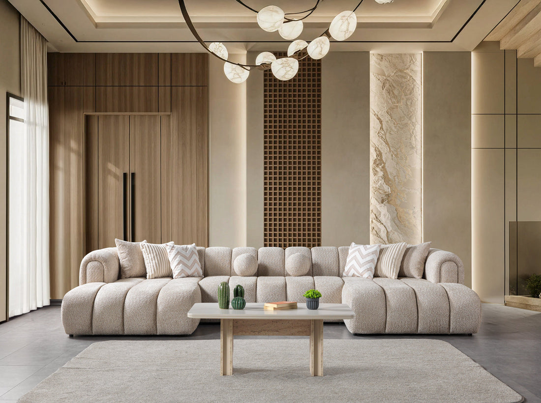 Lis Sand Boucle Double Chaise 147" Sectional - LISSAND-USEC