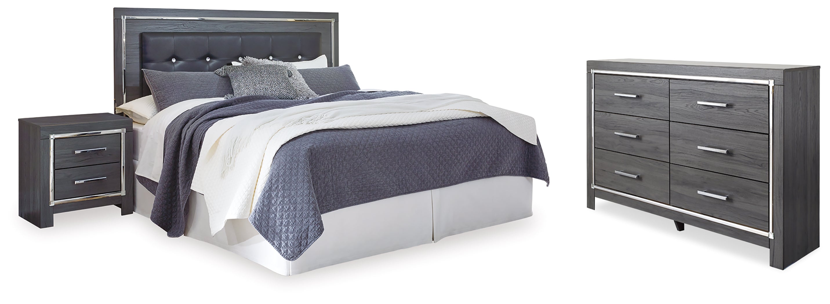 Lodanna Gray King/Cal King Panel Headboard, Dresser and Nightstand - B214B34
