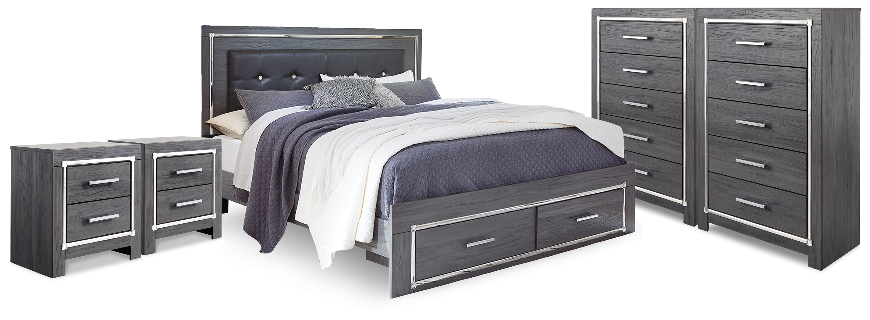 Lodanna King Storage Bed, 2 Chests and 2 Nightstands - B214B58