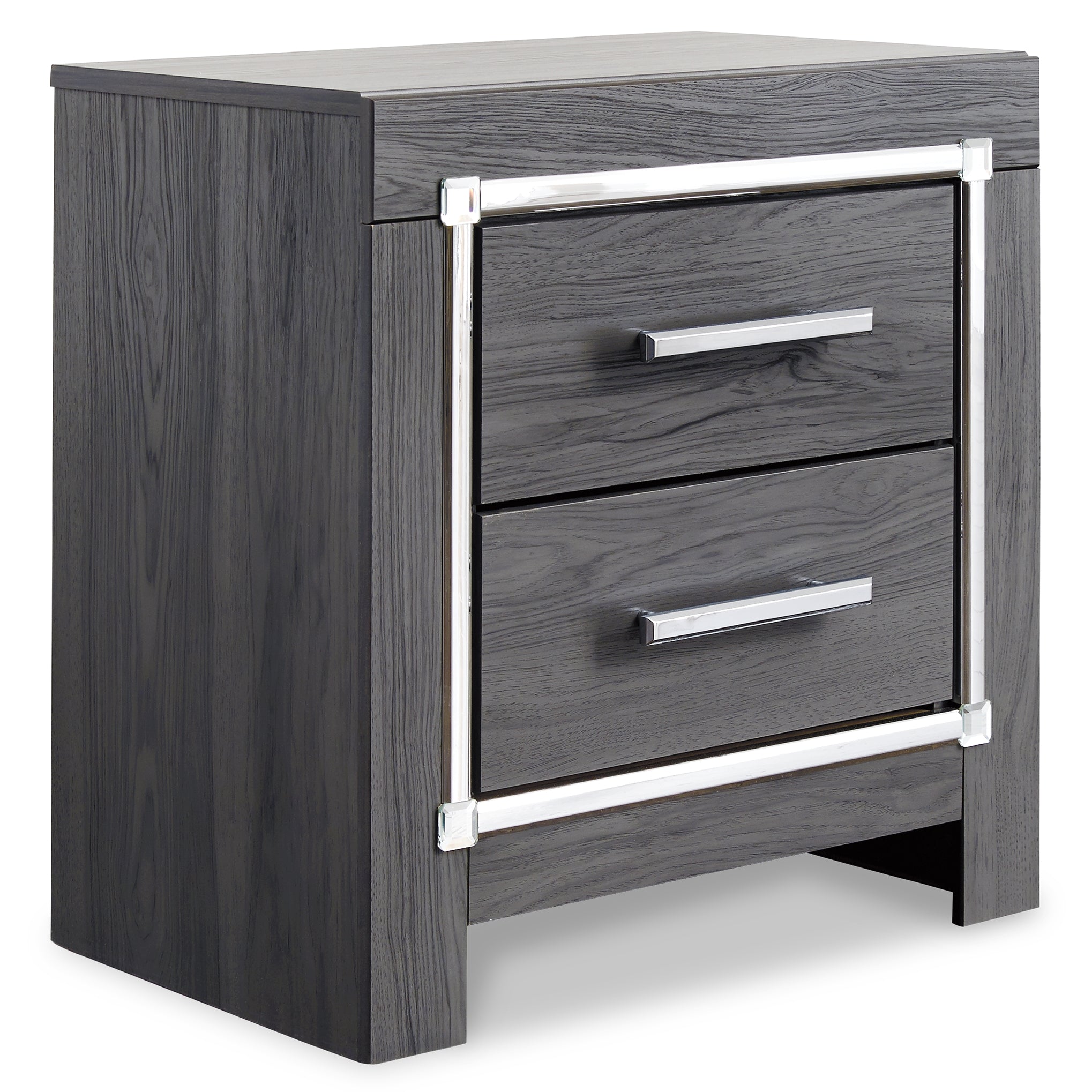 Lodanna Queen/Full Upholstered Panel Headboard Bed with Mirrored Dresser, Chest and 2 Nightstands in Gray from Ashley - Luna Furniture