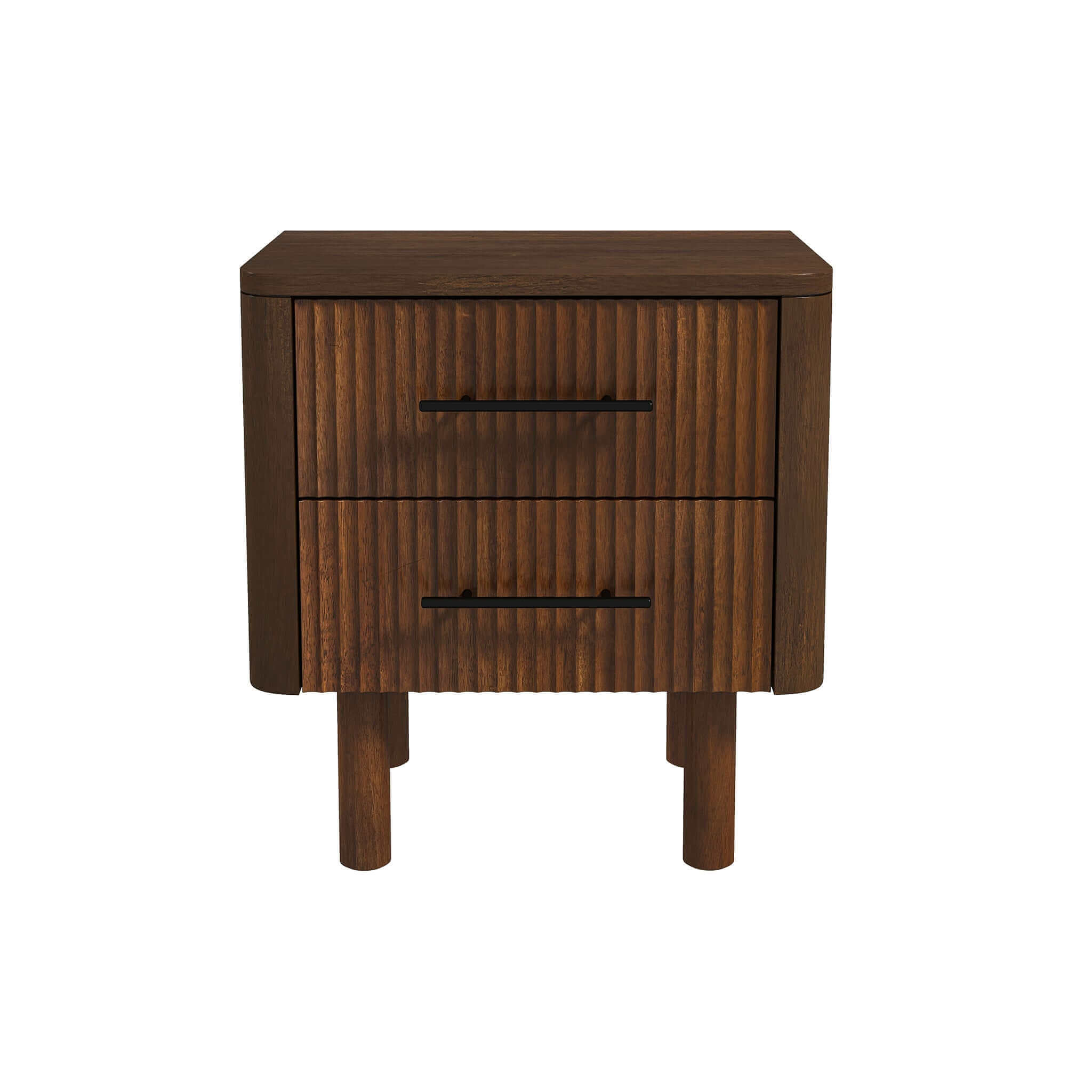 Logan Mid Century Modern Walnut Nightstand Bed Side Tables With 2 Drawers - NST00700501