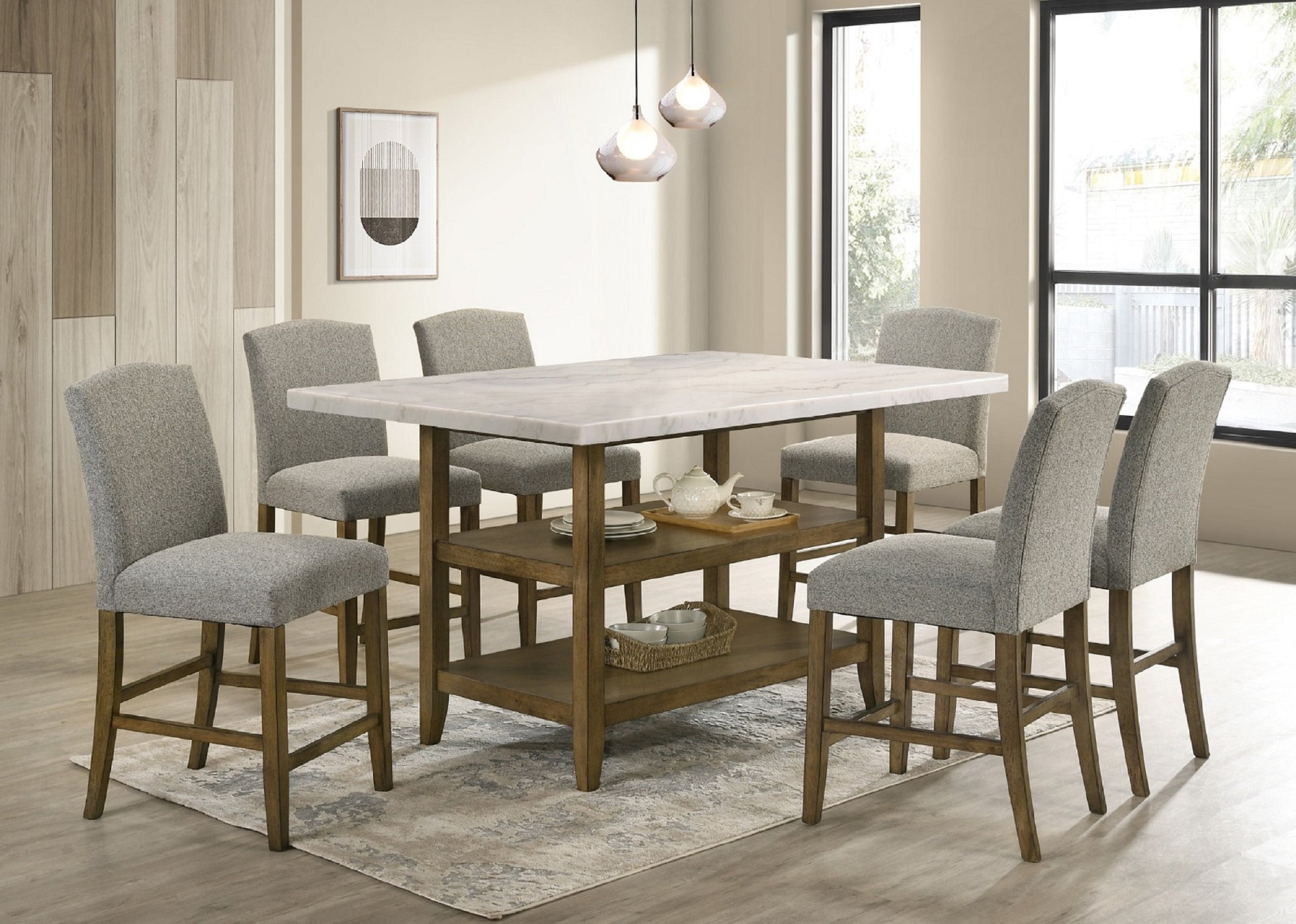 Lola20 - (GENUINE MARBLE) Table & 6-Chairs - LOLA20