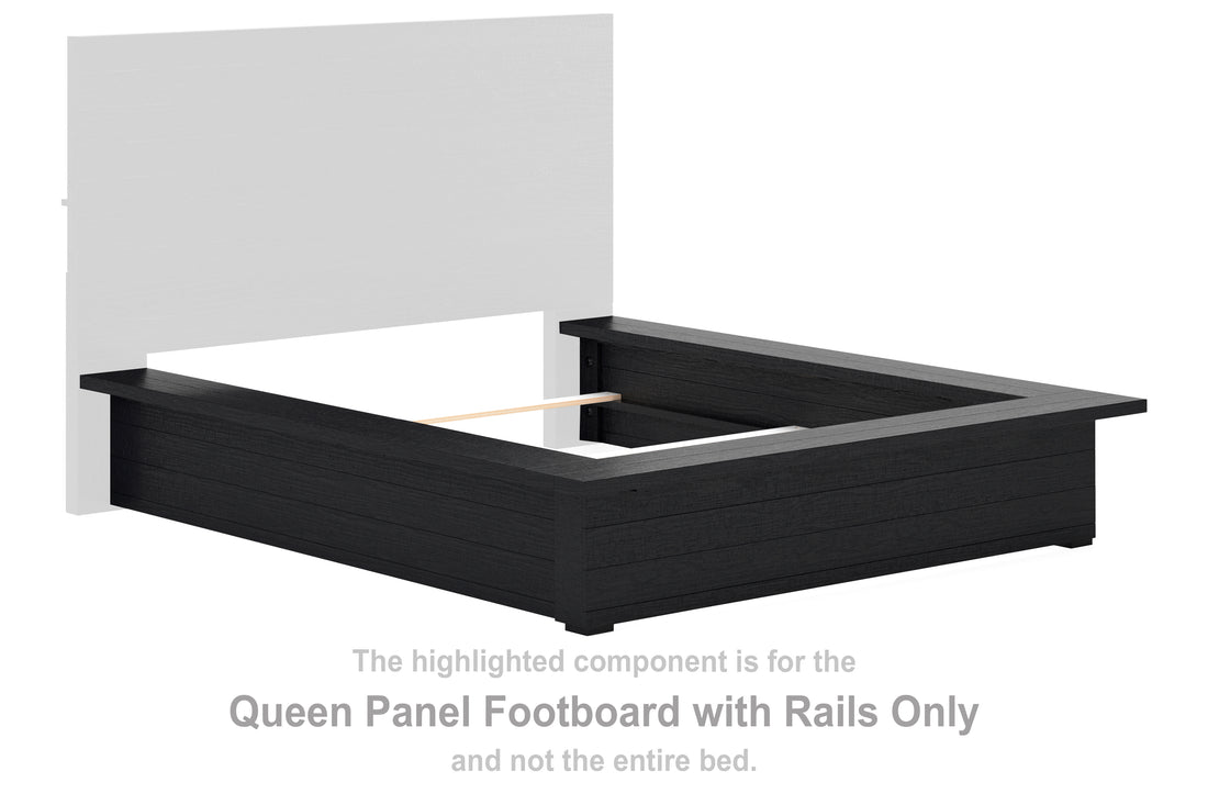 LONDER Black Queen Panel Footboard with Rails - B768-54